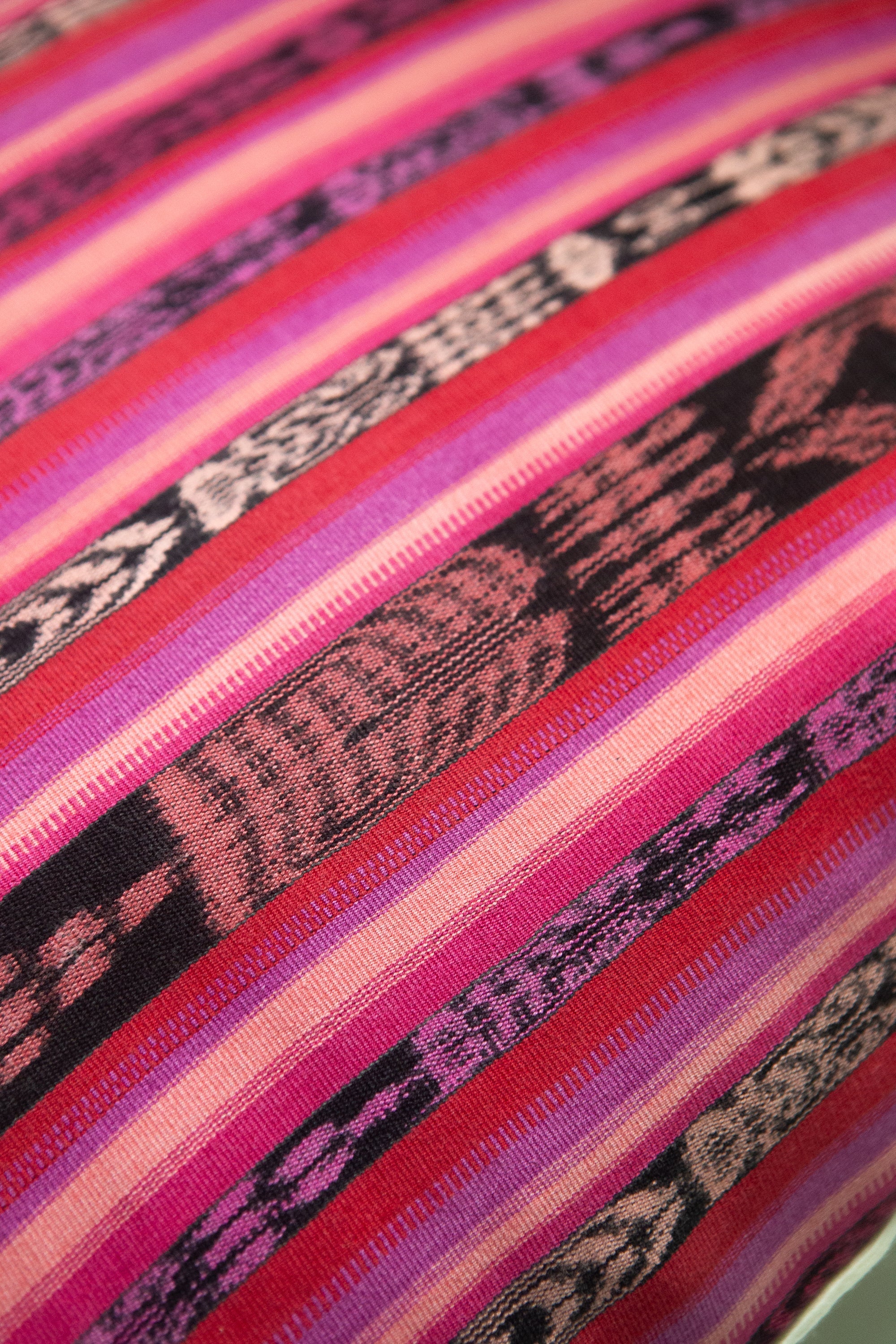 Vintage Magenta, Red & Black Ikat Pillow