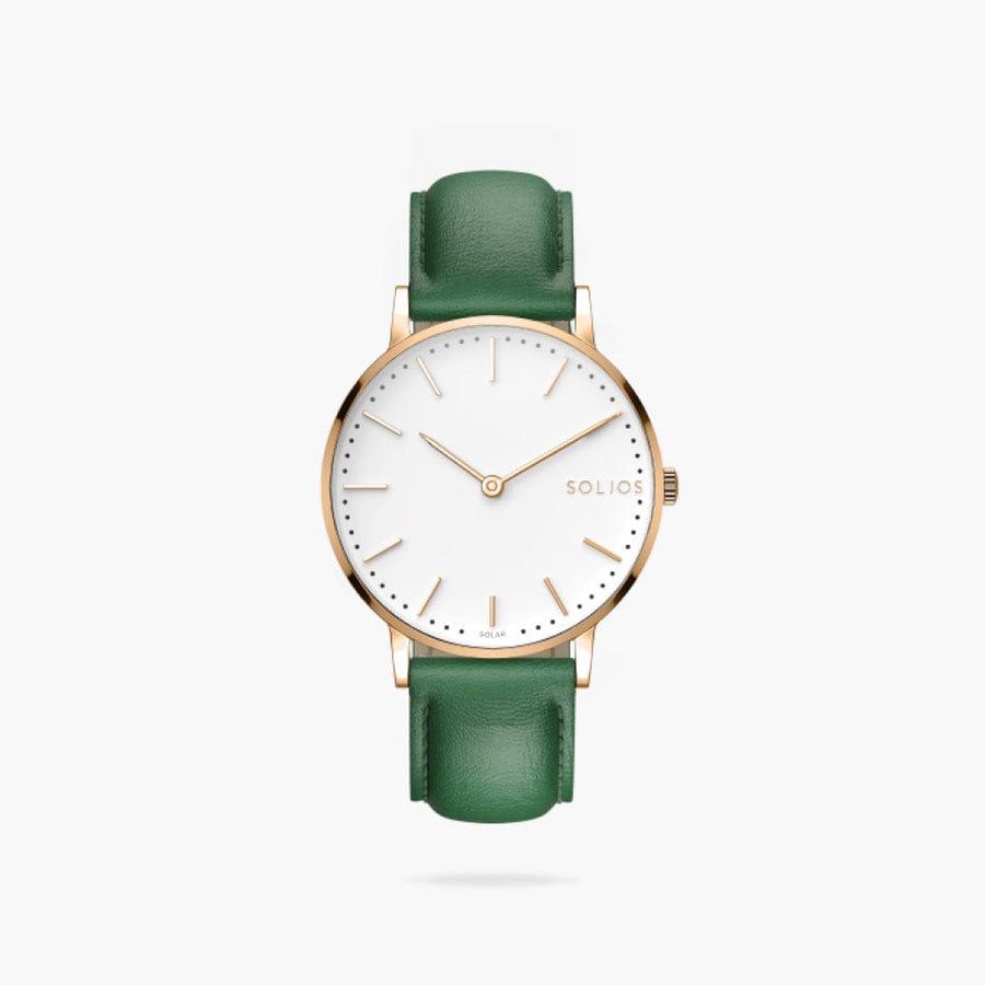 White + Rose Gold Solar Classic (Green Eco Vegan Leather)