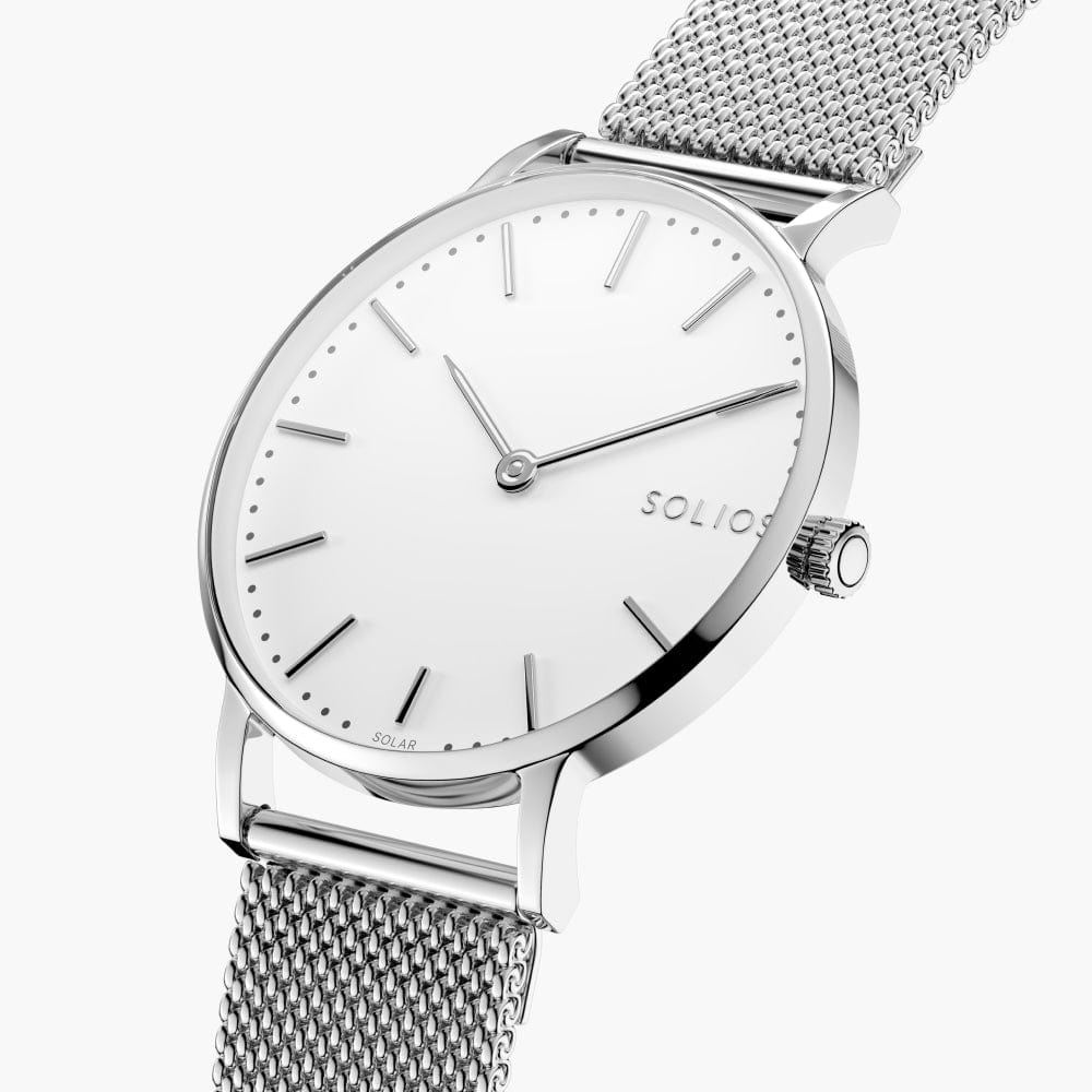 White + Silver Solar Classic (Silver Mesh Metal)