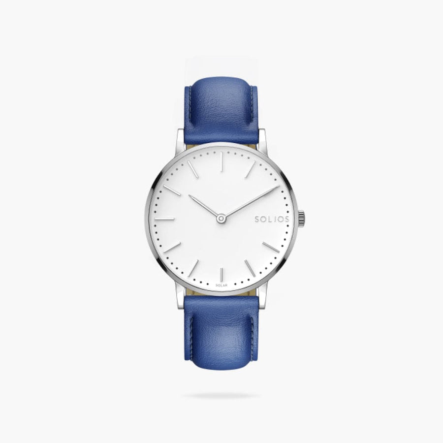 White + Silver Solar Classic (Blue Eco Vegan Leather)