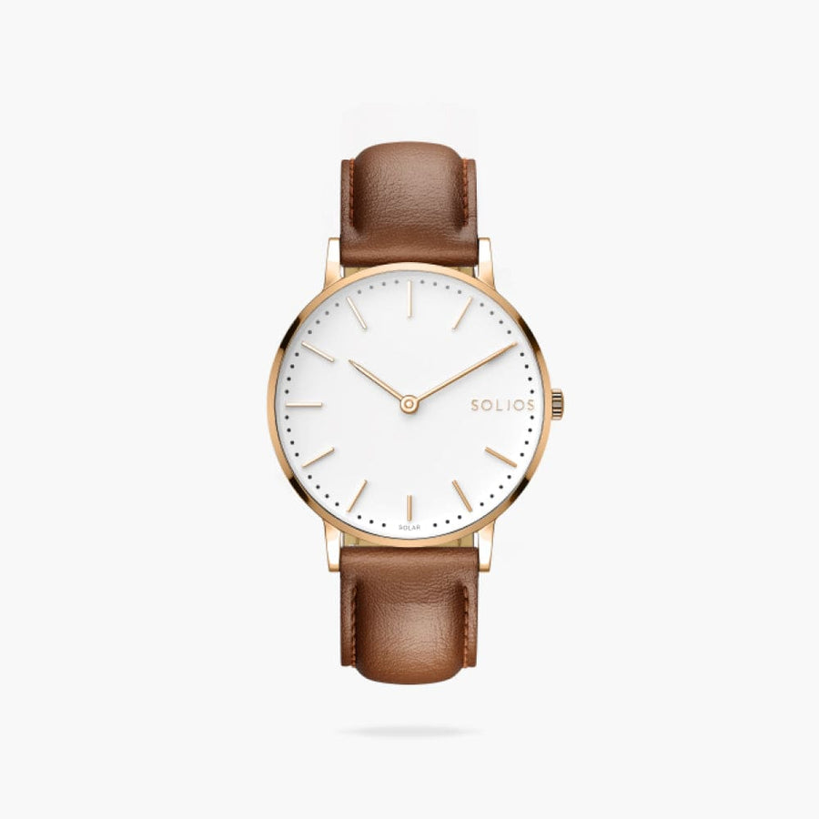 White + Rose Gold Solar Classic (Brown Eco Vegan Leather)