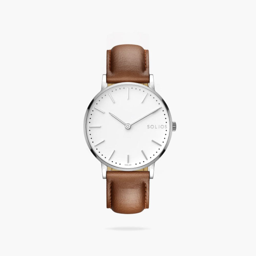 White + Silver Solar Classic (Brown Eco Vegan Leather)