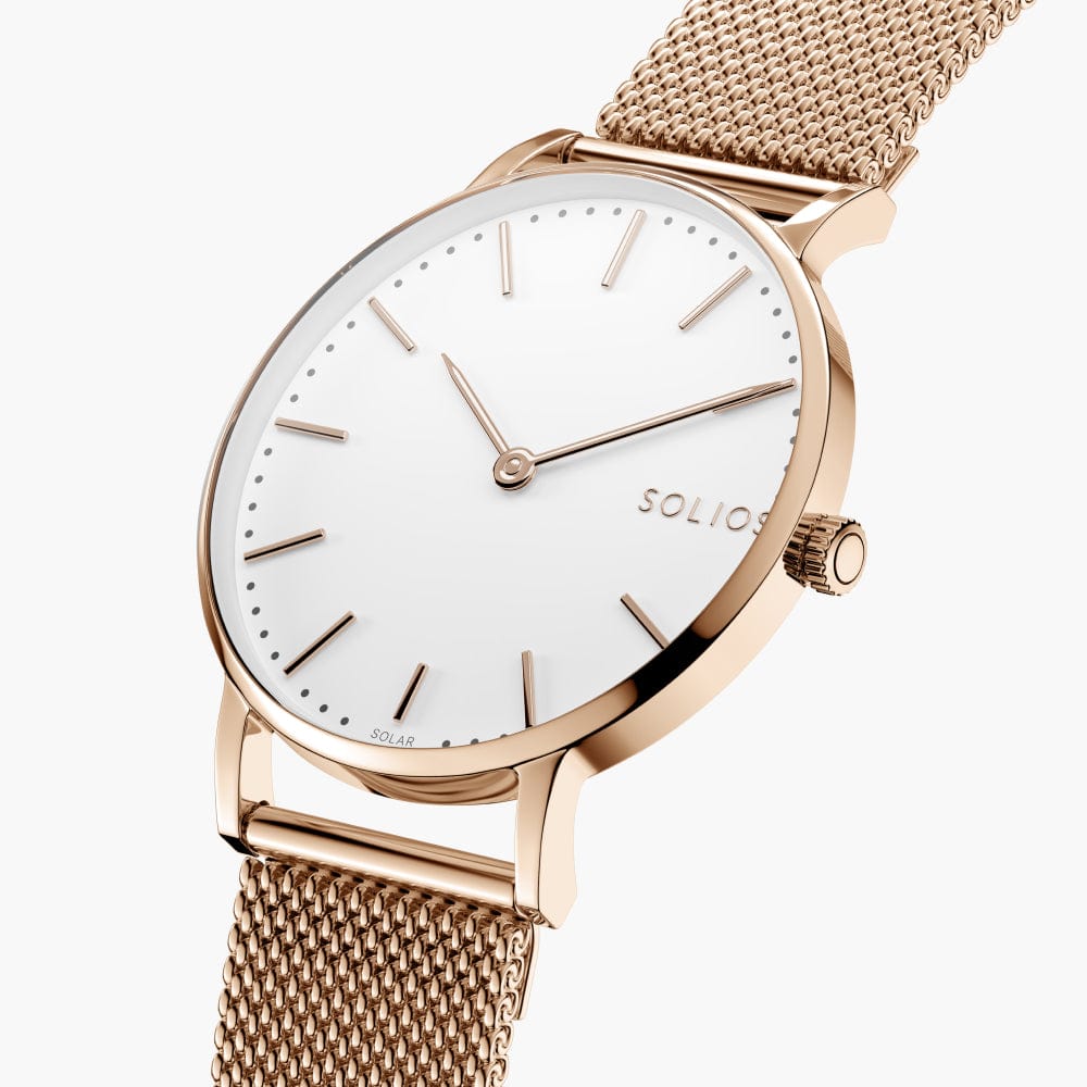 White + Rose Gold Solar Classic (Rose Gold Mesh Metal)