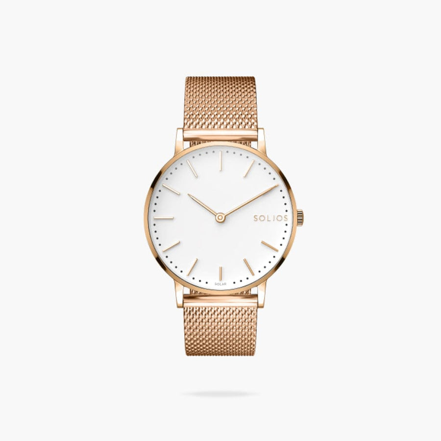 White + Rose Gold Solar Classic (Rose Gold Mesh Metal)