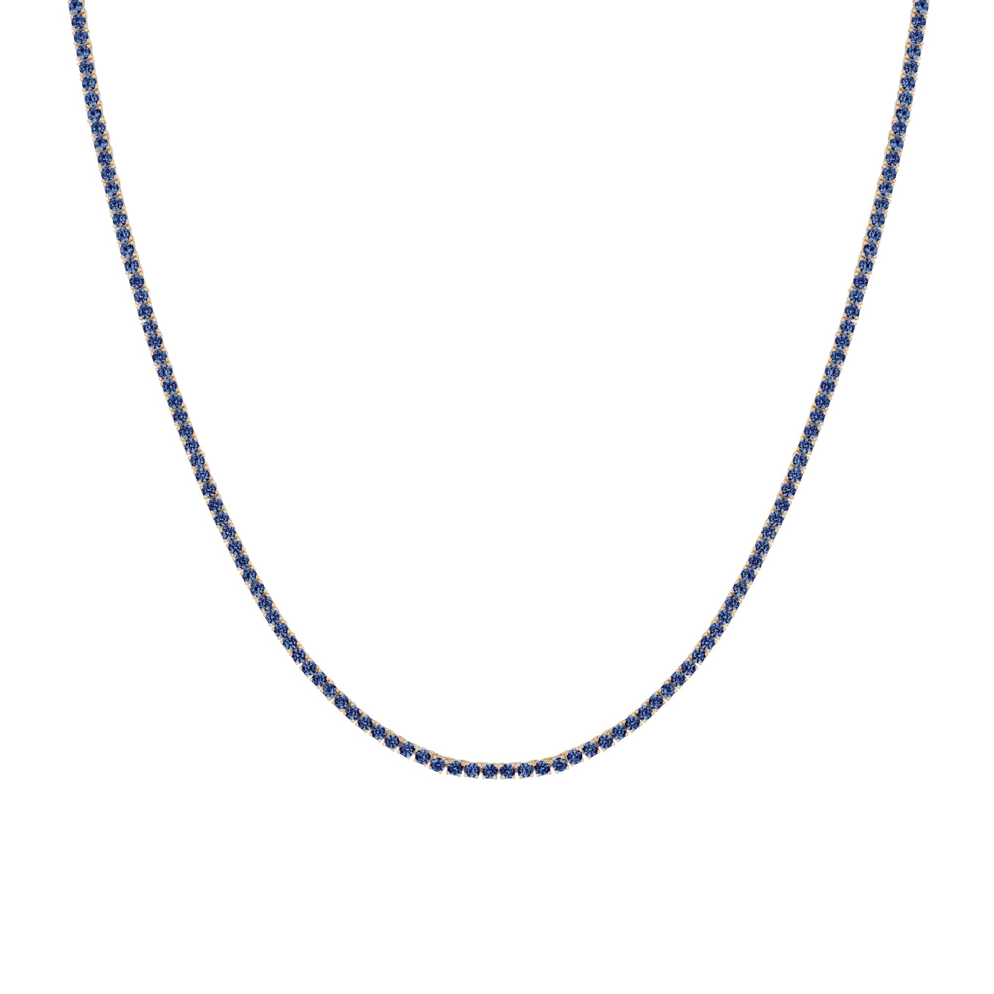 Lab Grown Blue Sapphire Tennis Necklace
