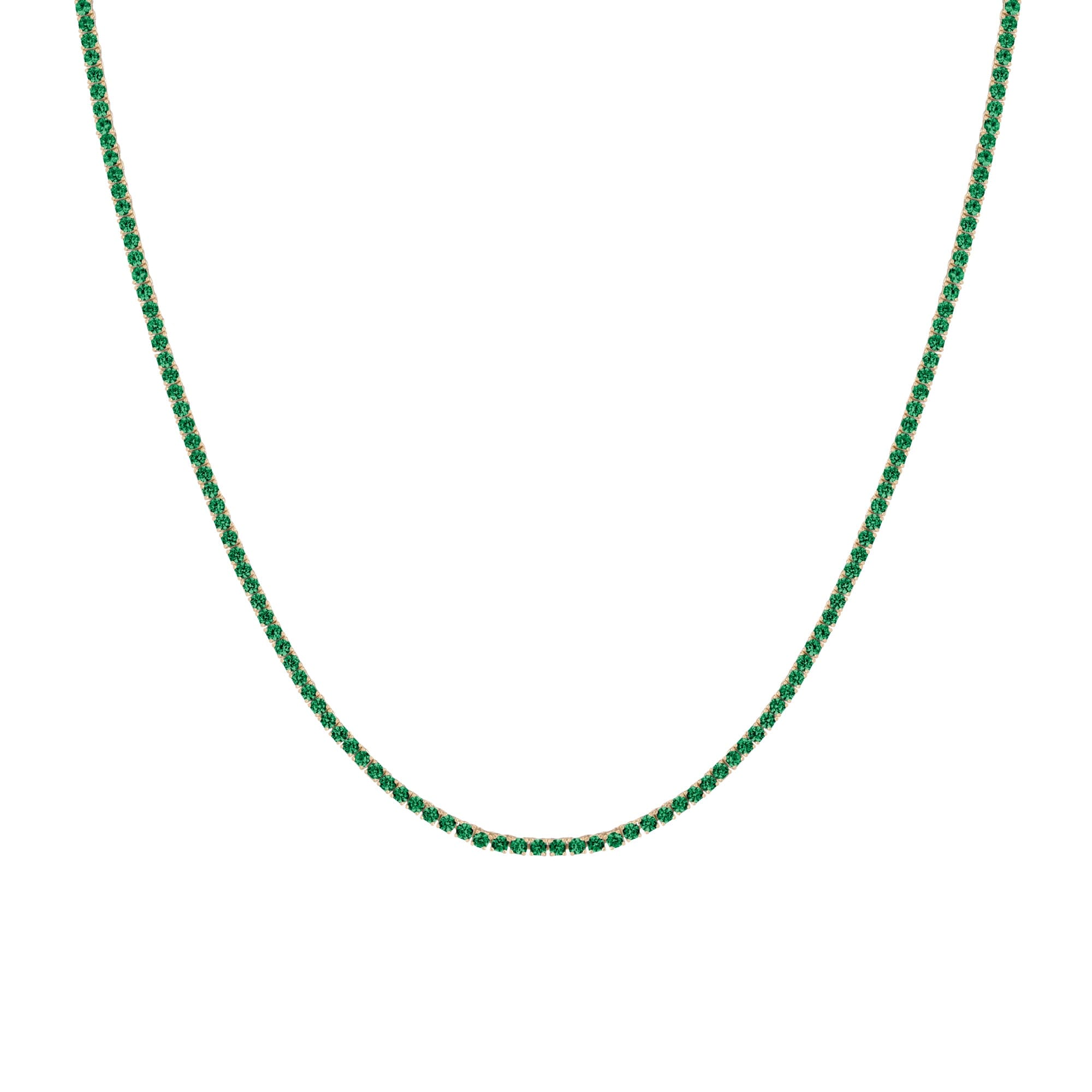 Lab Grown Green Emerald Tennis Necklace