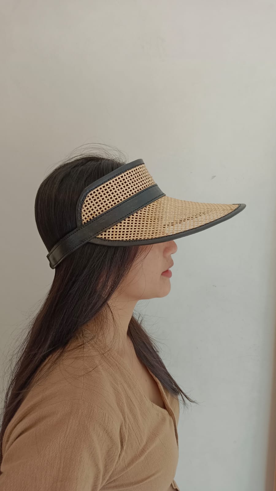 Sumi Leather and Cane Rattan Visor for Kids