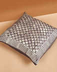 Oasis Wax Block Print Mulberry Silk Pillow (Charcoal)