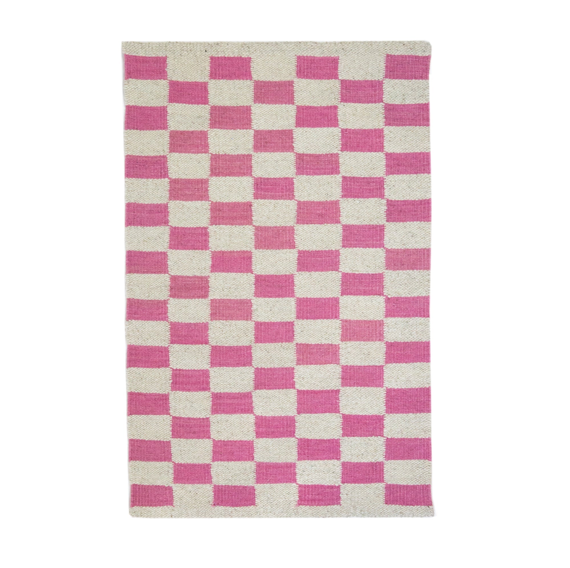 Zapotec Checkered Rug (Pink & Ivory)