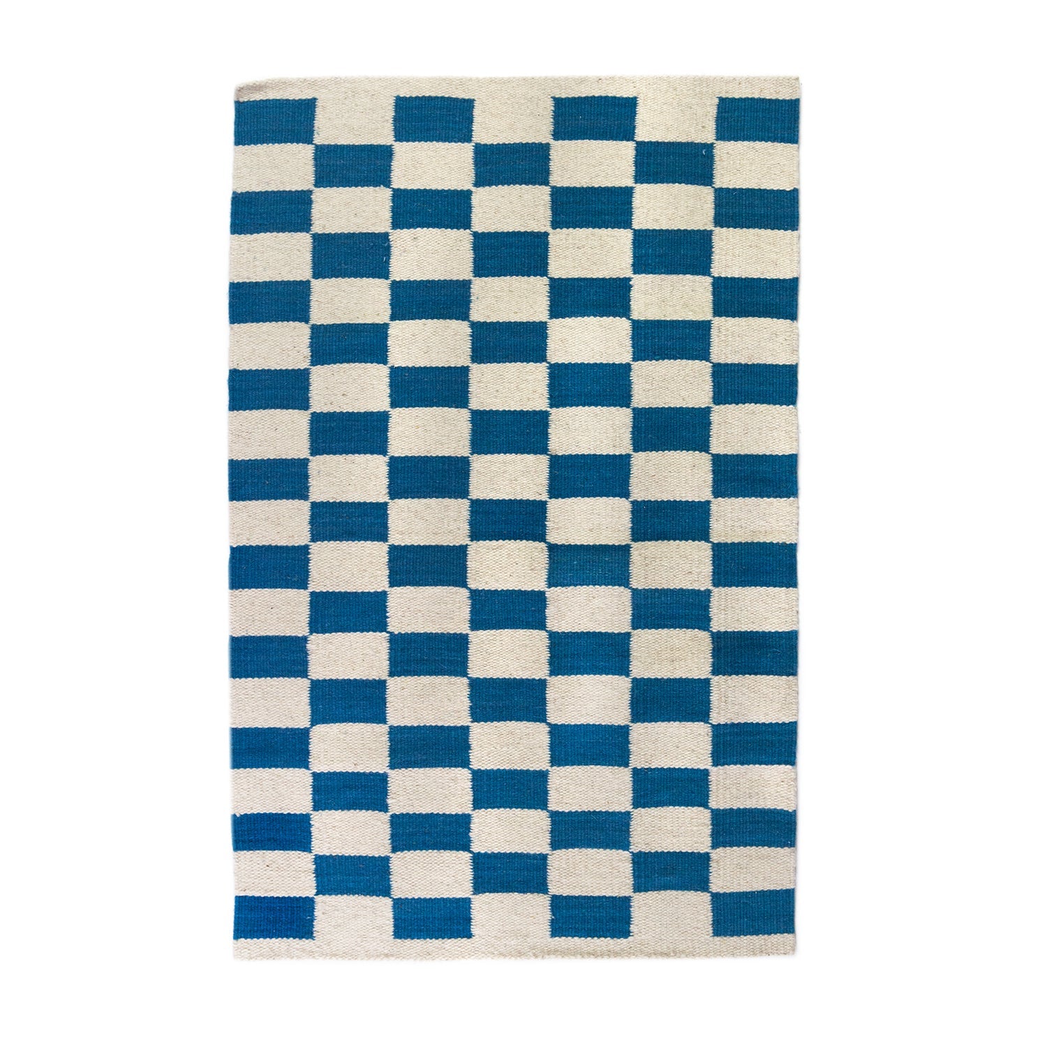 Zapotec Checkered Rug (Blue & Ivory)