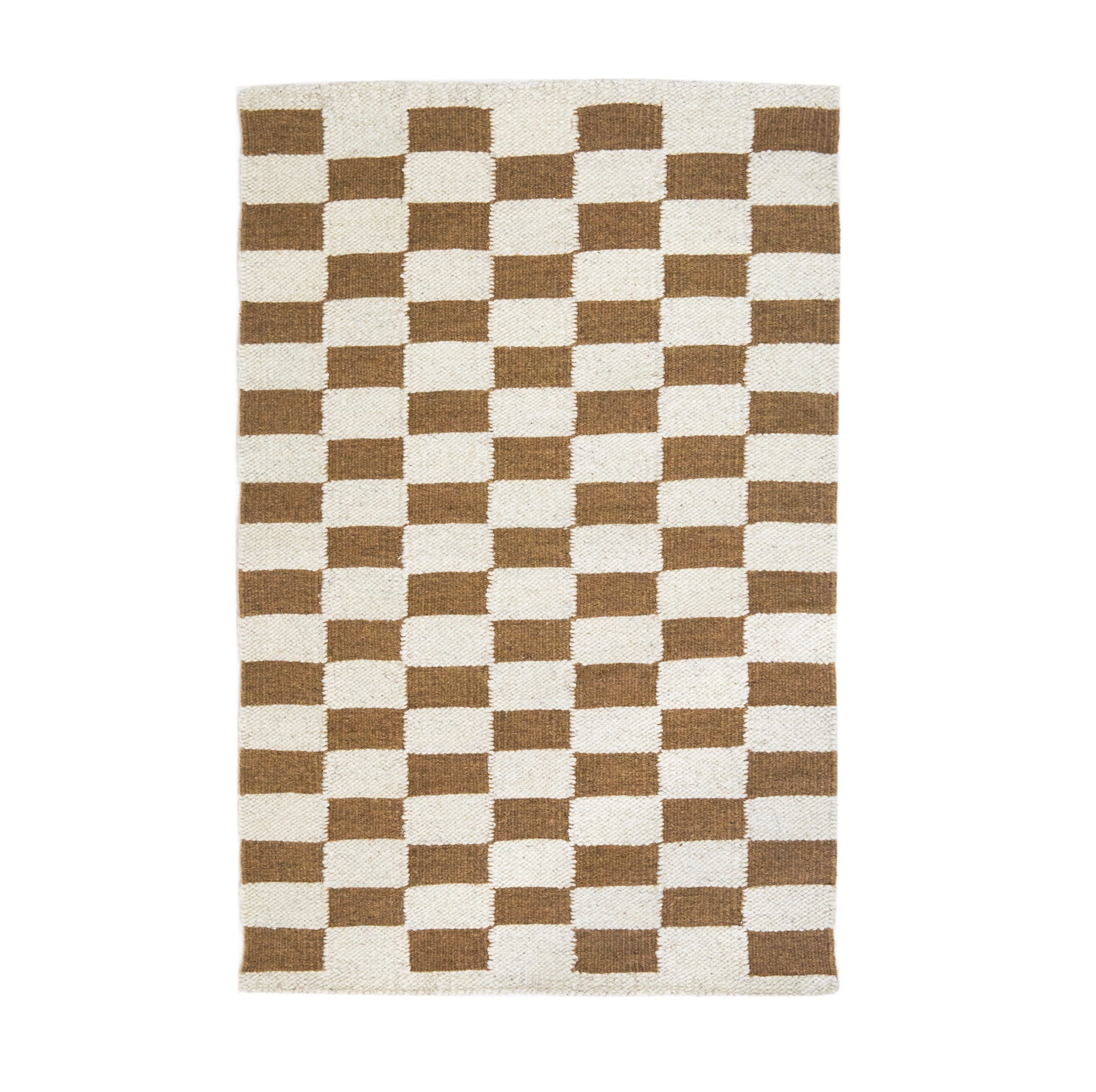 Zapotec Checkered Rug (Umber & Ivory)