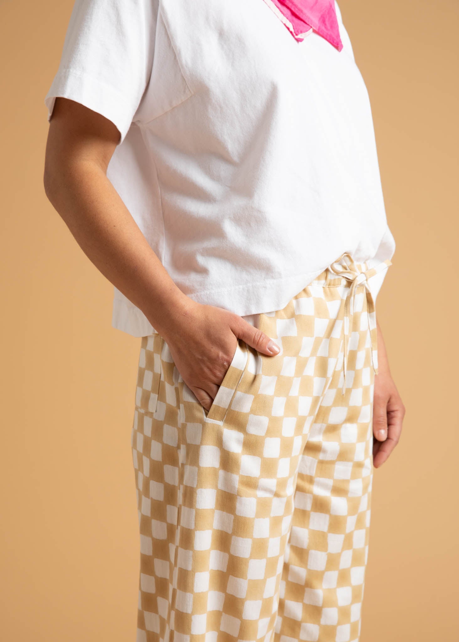 Shore Pant - Checkerboard Natural 4 - Close up