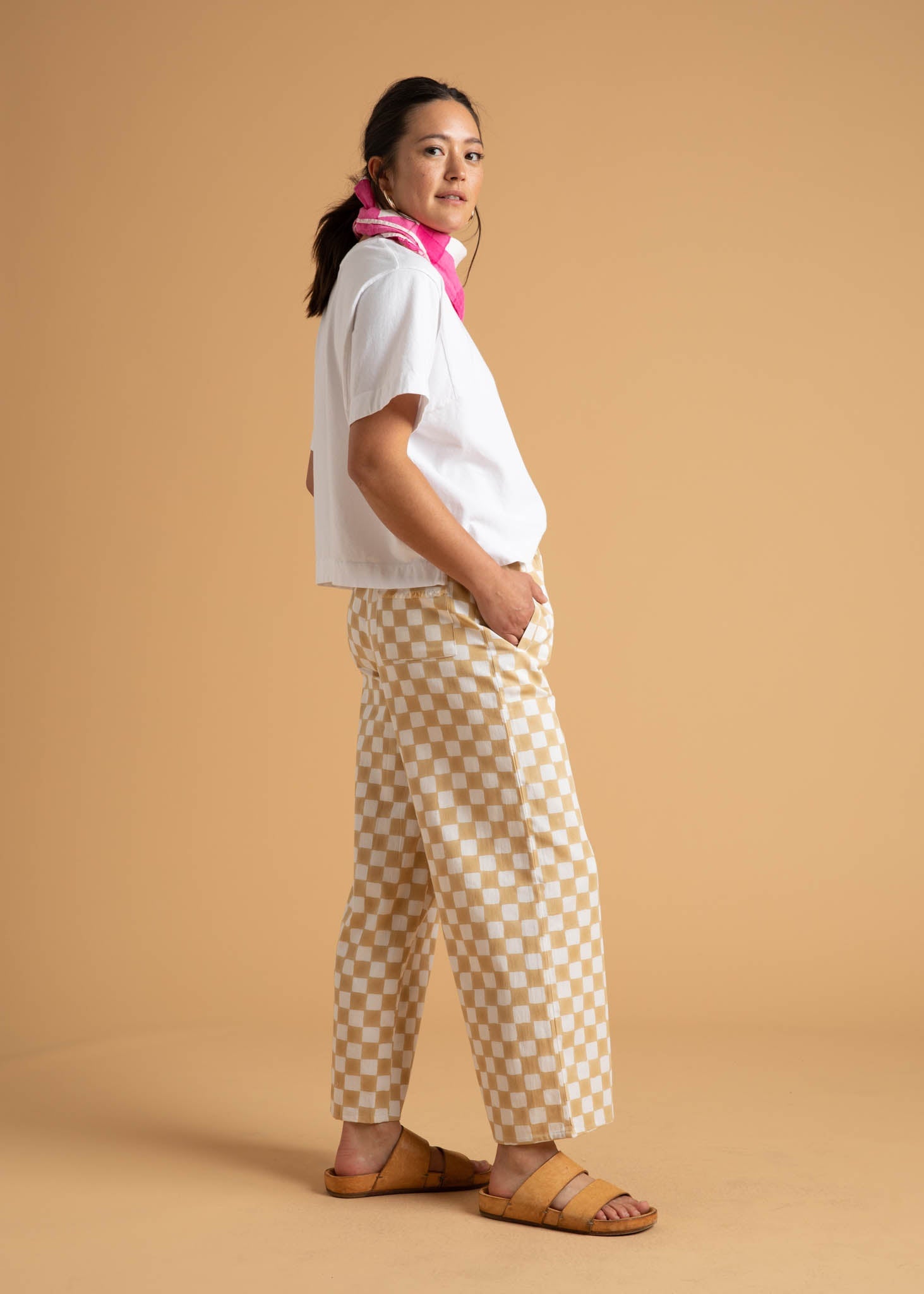 Shore Pant - Checkerboard Natural 5 - Side