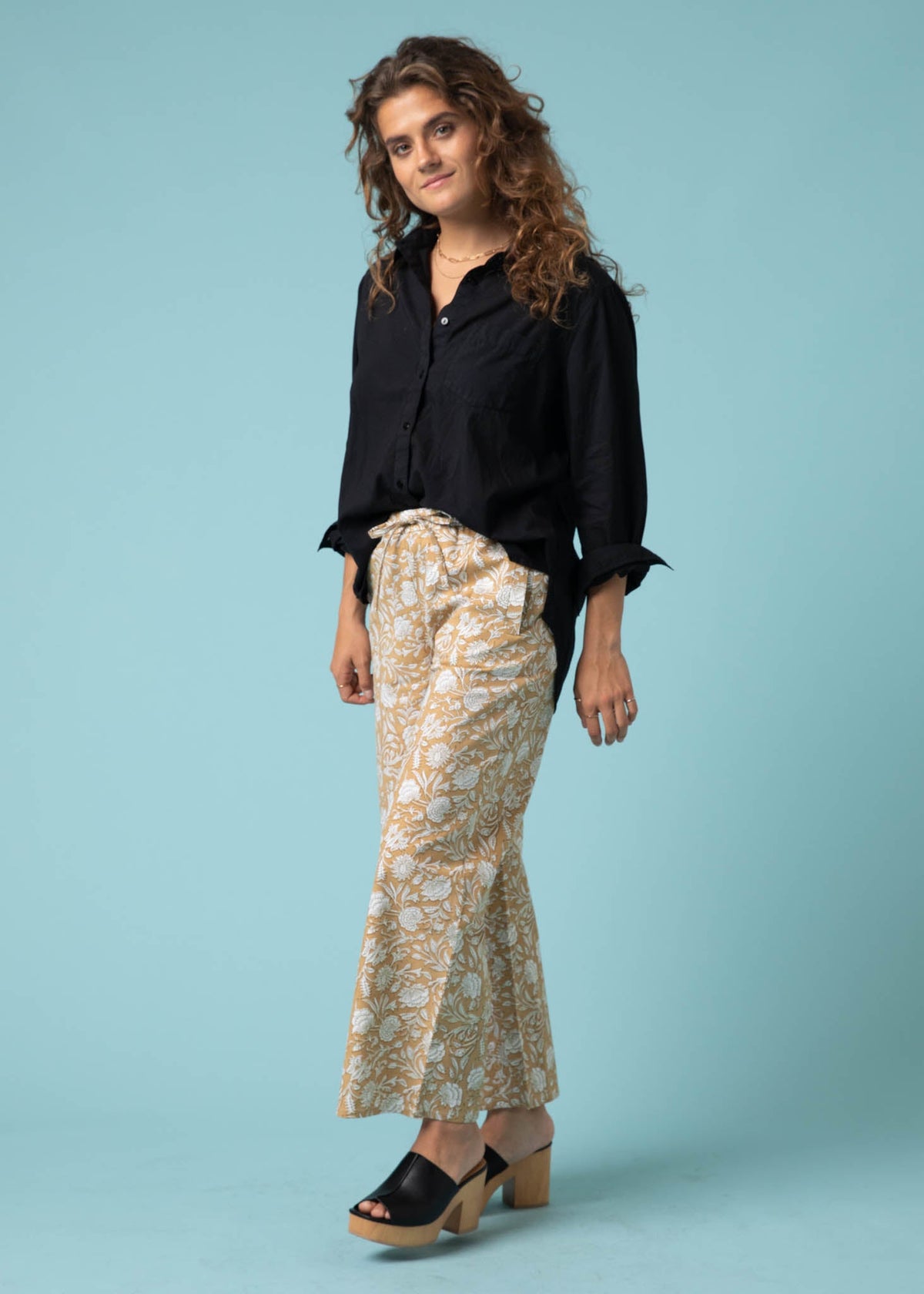 Shore Pant (Floral Escape in Baked Clay & Olive Oil)