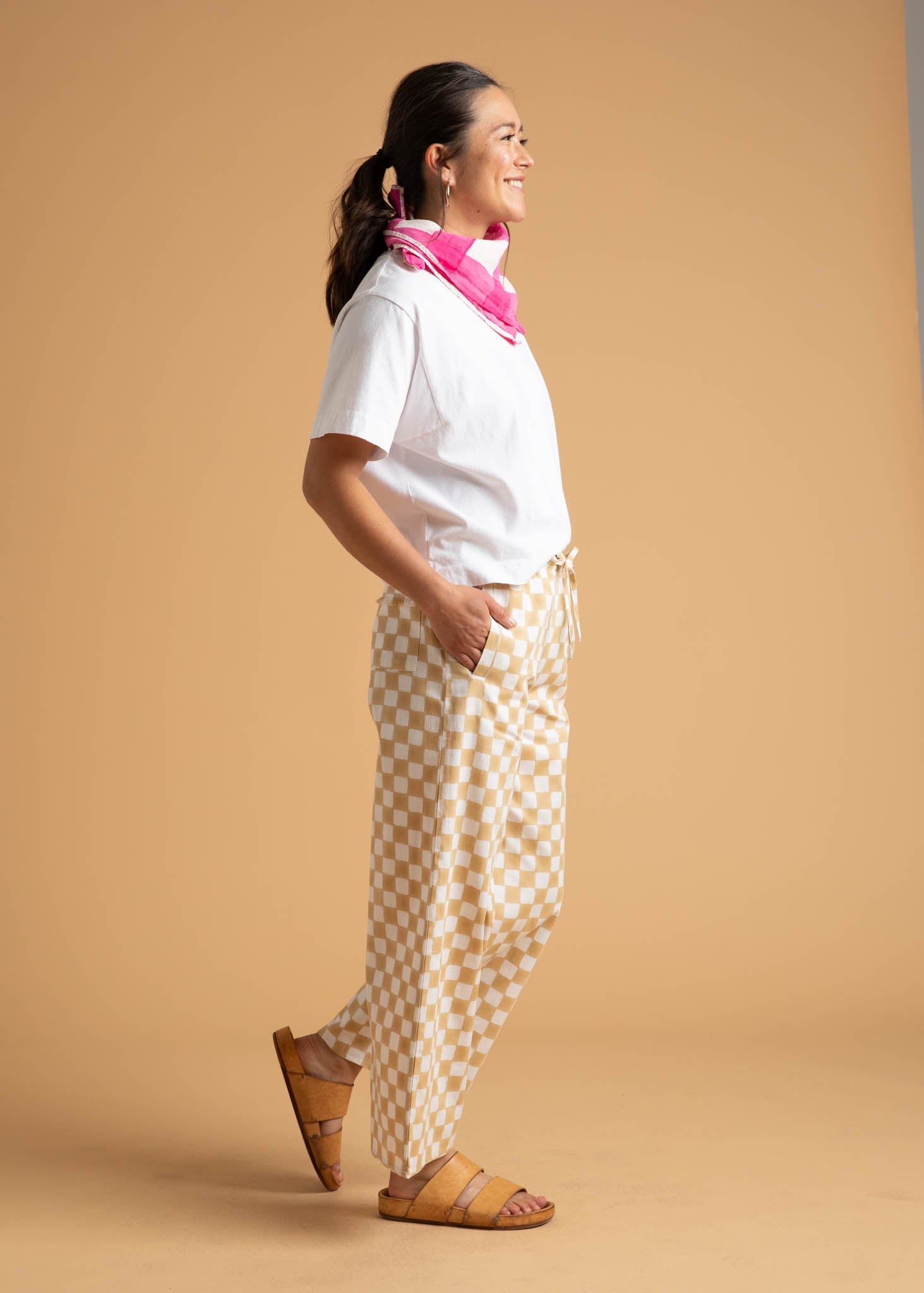 Shore Pant - Checkerboard Natural 6 - Side view