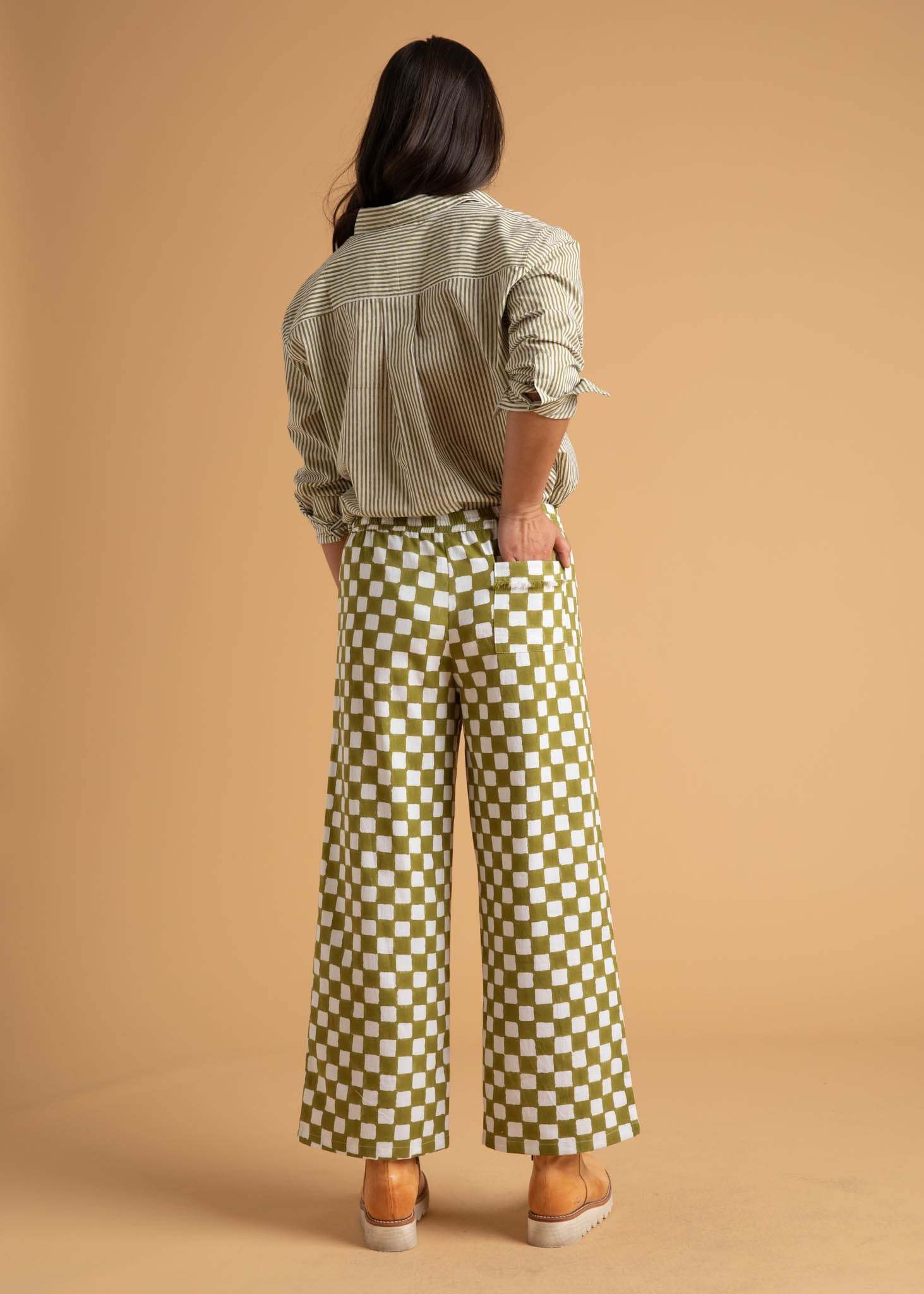 Shore Pant - Checkerboard Olive Oil 5 - Back