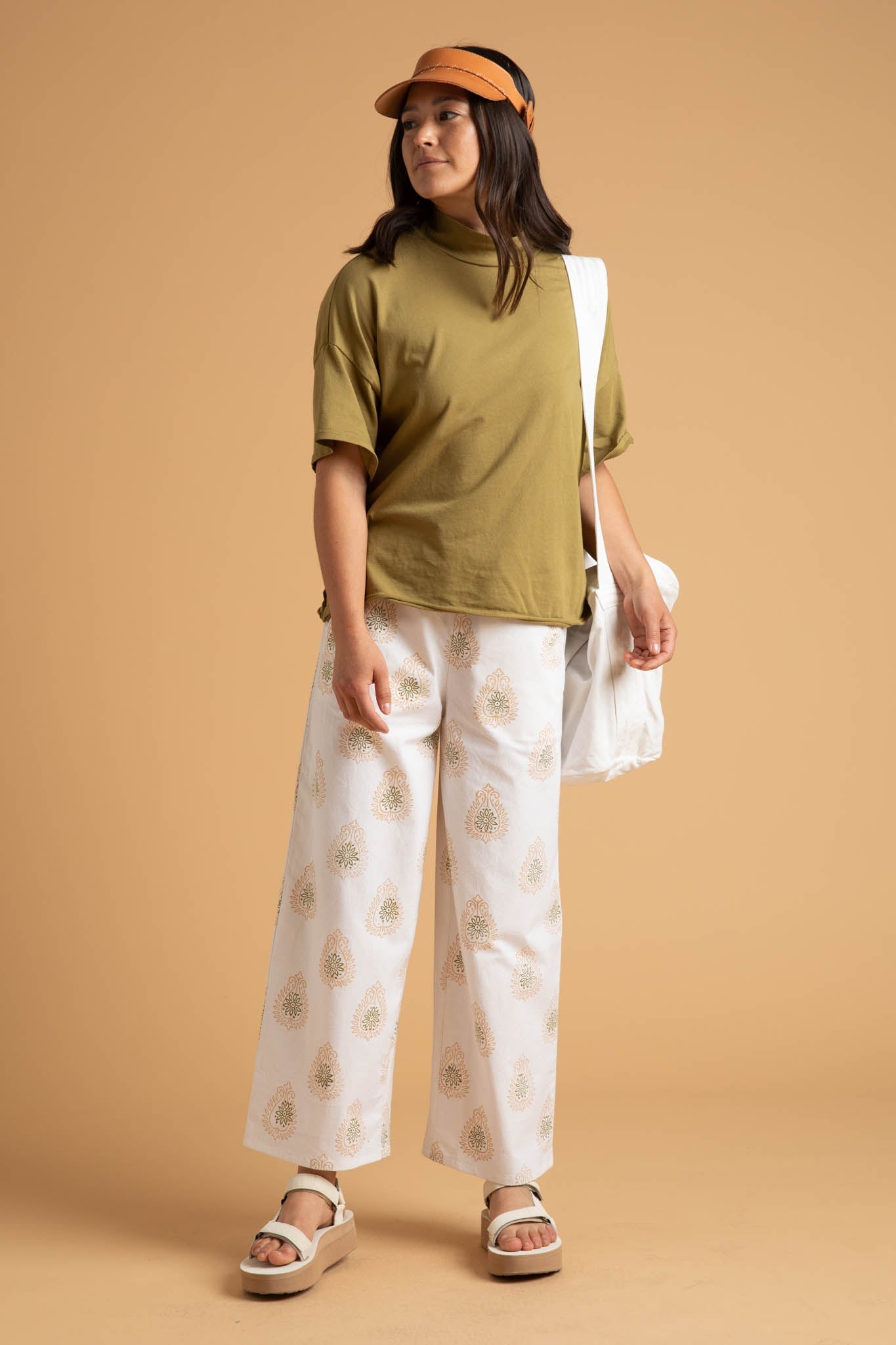 Mare Mock Neck Top - Olive Oil 12 - front view