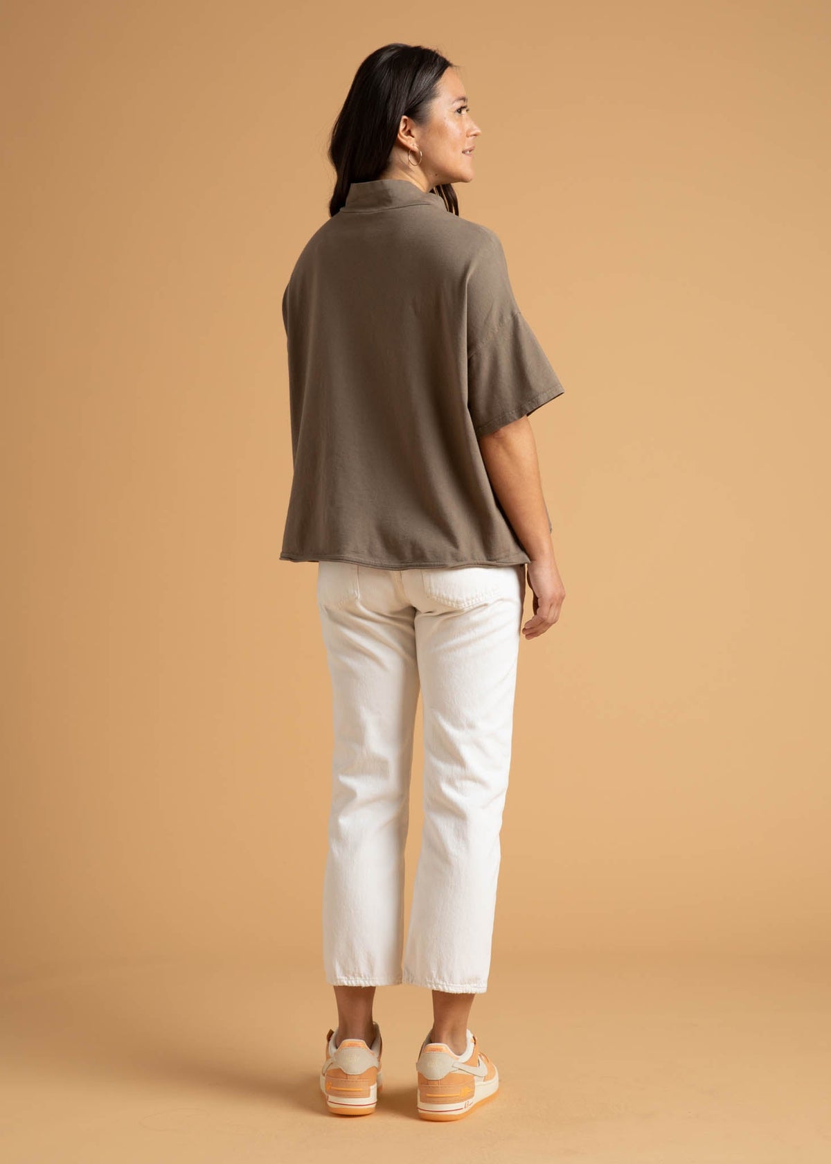 Mare Mock Neck Top (Warm Grey)