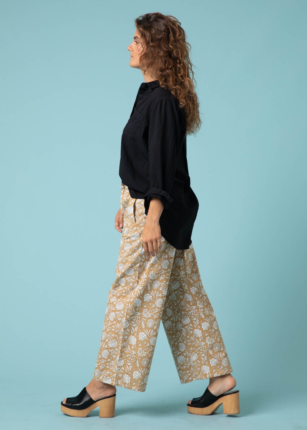 Shore Pant (Floral Escape in Baked Clay & Olive Oil)