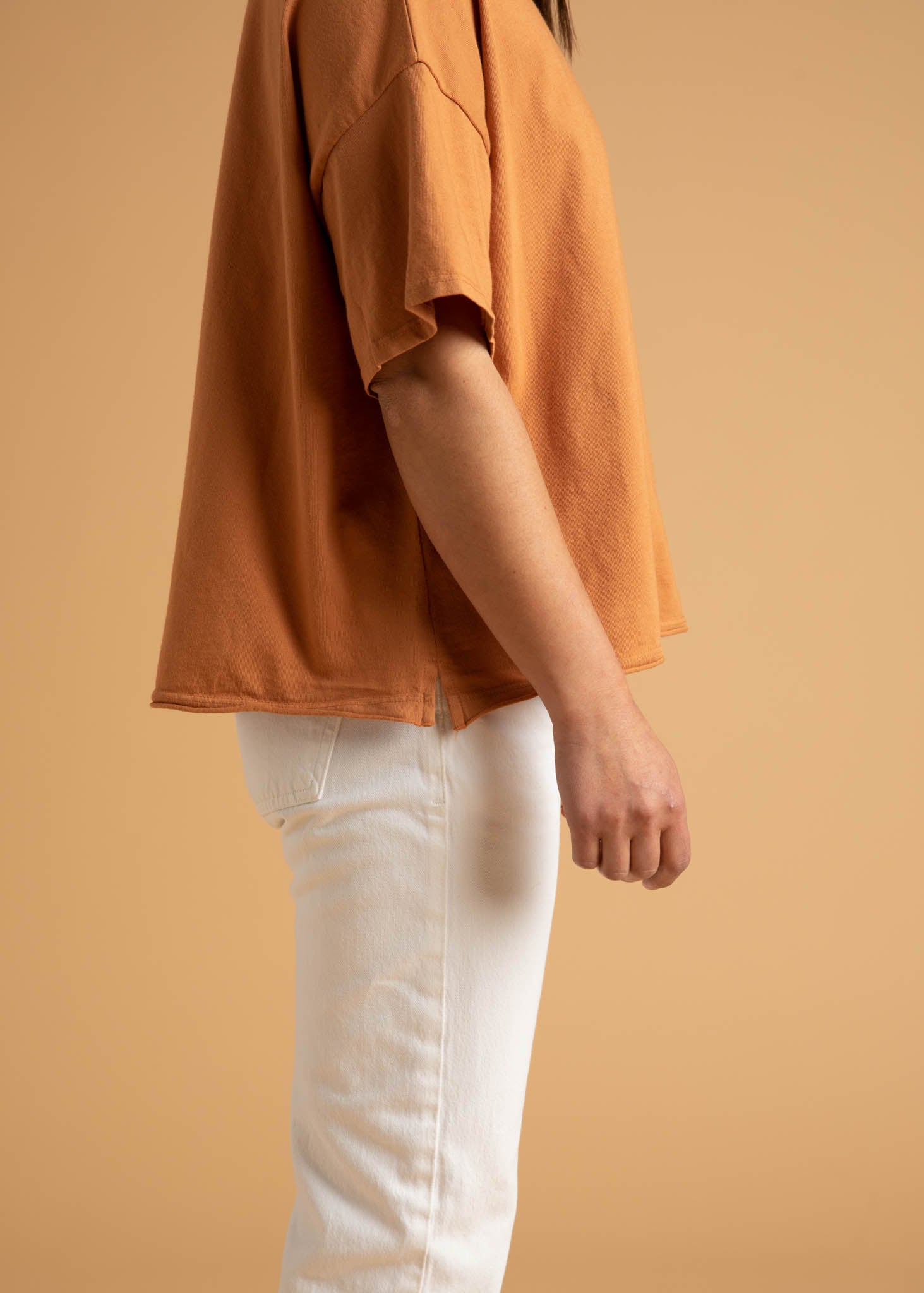 Mare Mock Neck Top - Marigold 13 - Side view close up
