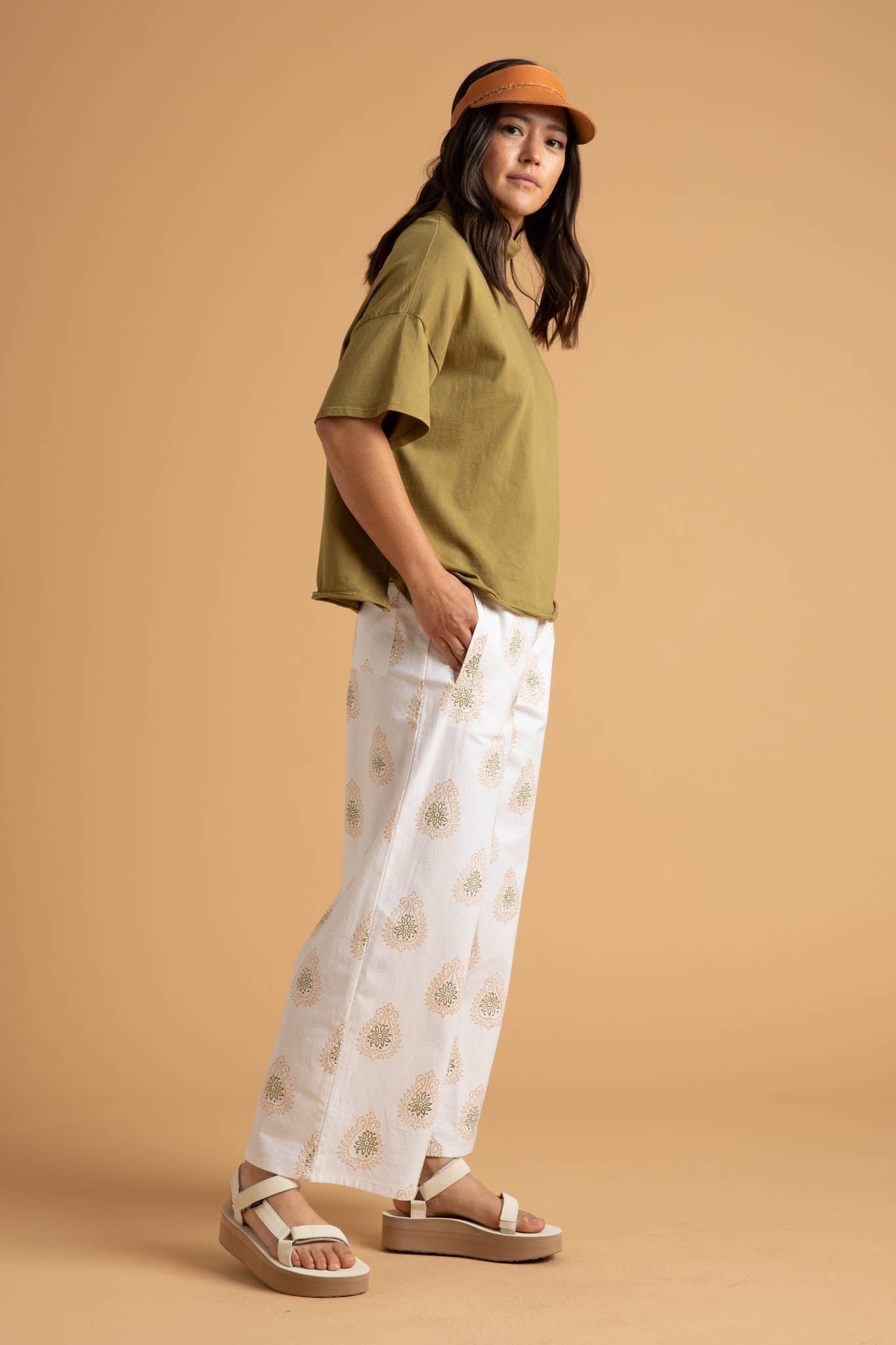 Mare Mock Neck Top - Olive Oil 11 - Side view  - Full