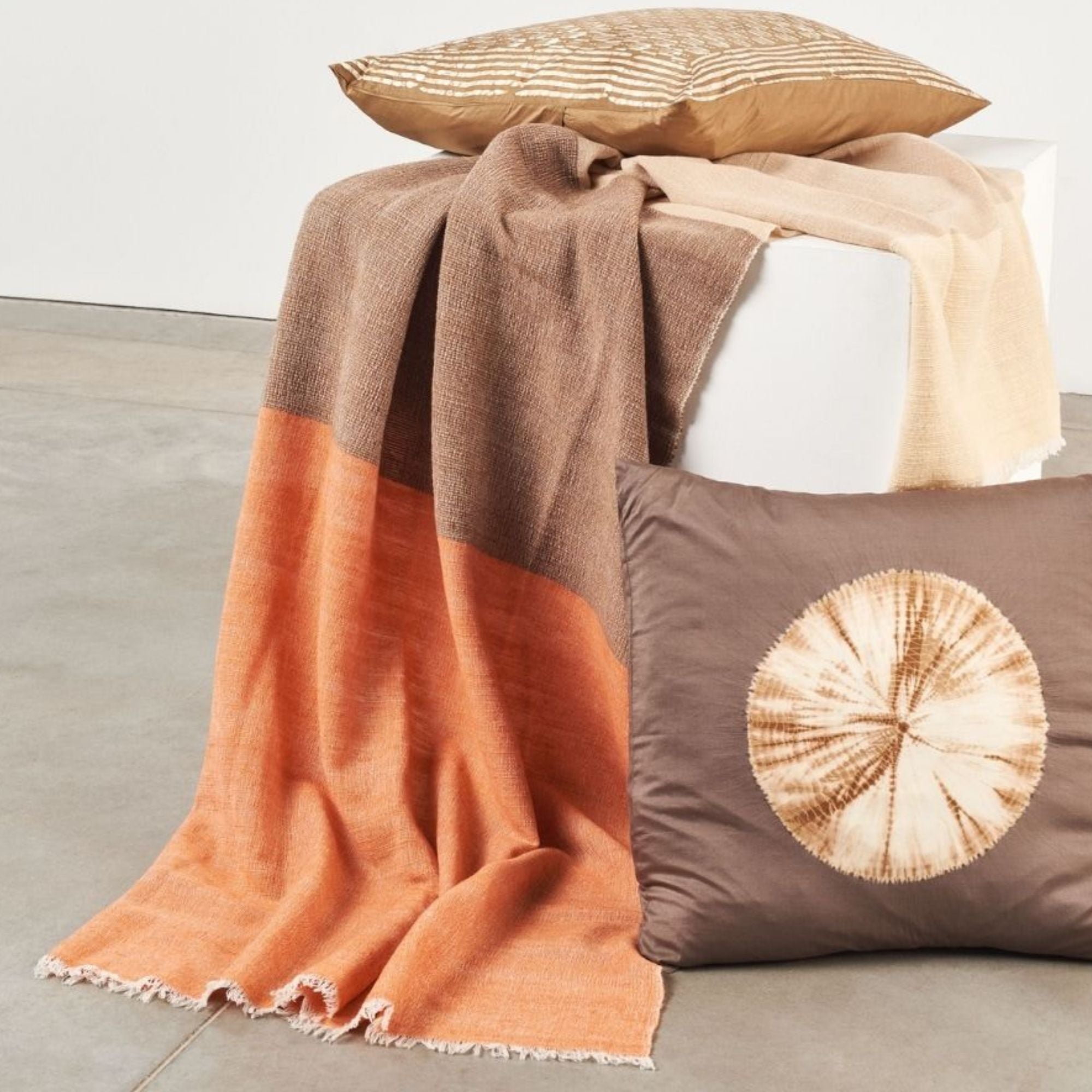Chestnut Color Block Handwoven Soft Merino Throw