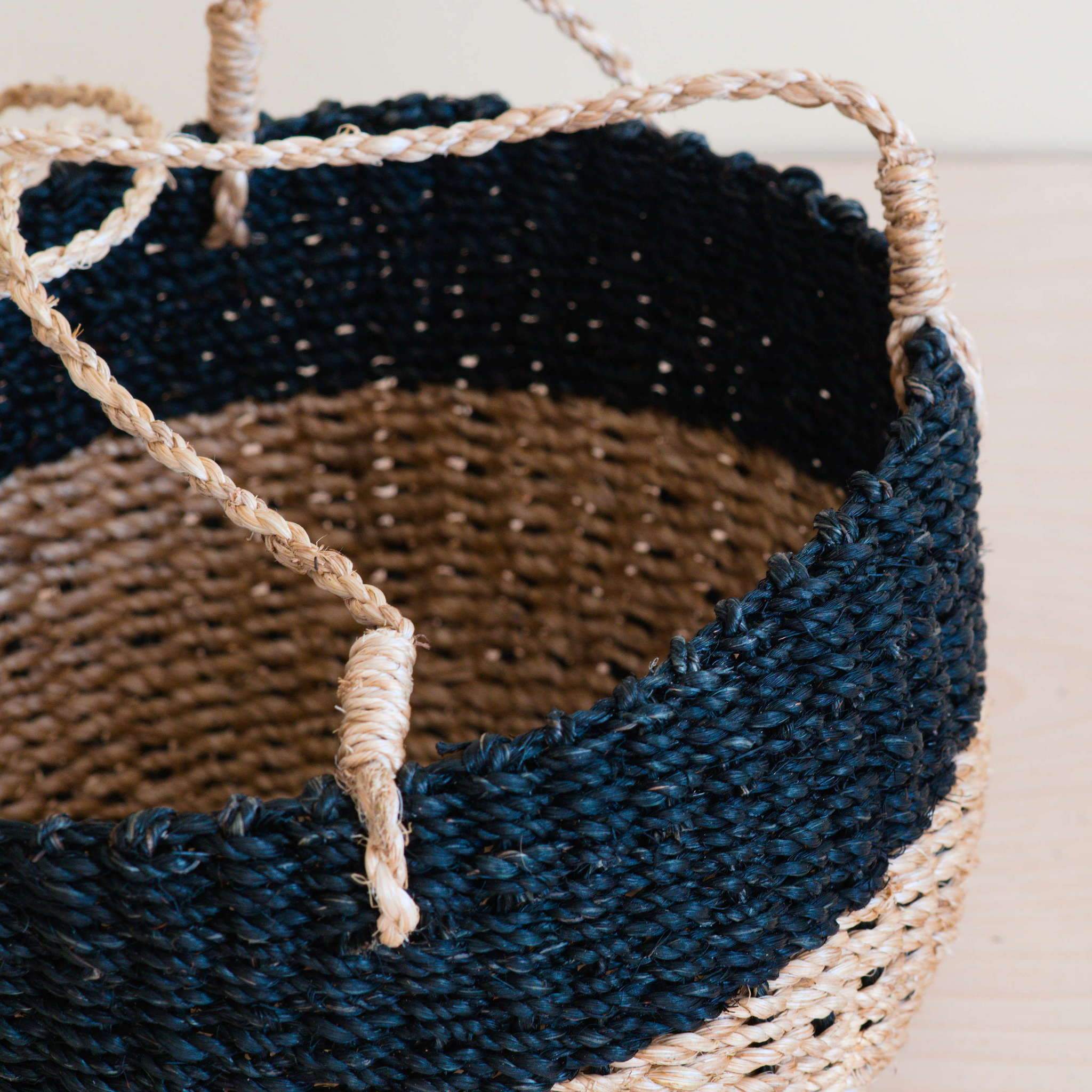 Baskets - Natural + Black Colorblock Hanging Planter - Hanging Basket | LIKHÂ - LIKHÂ
