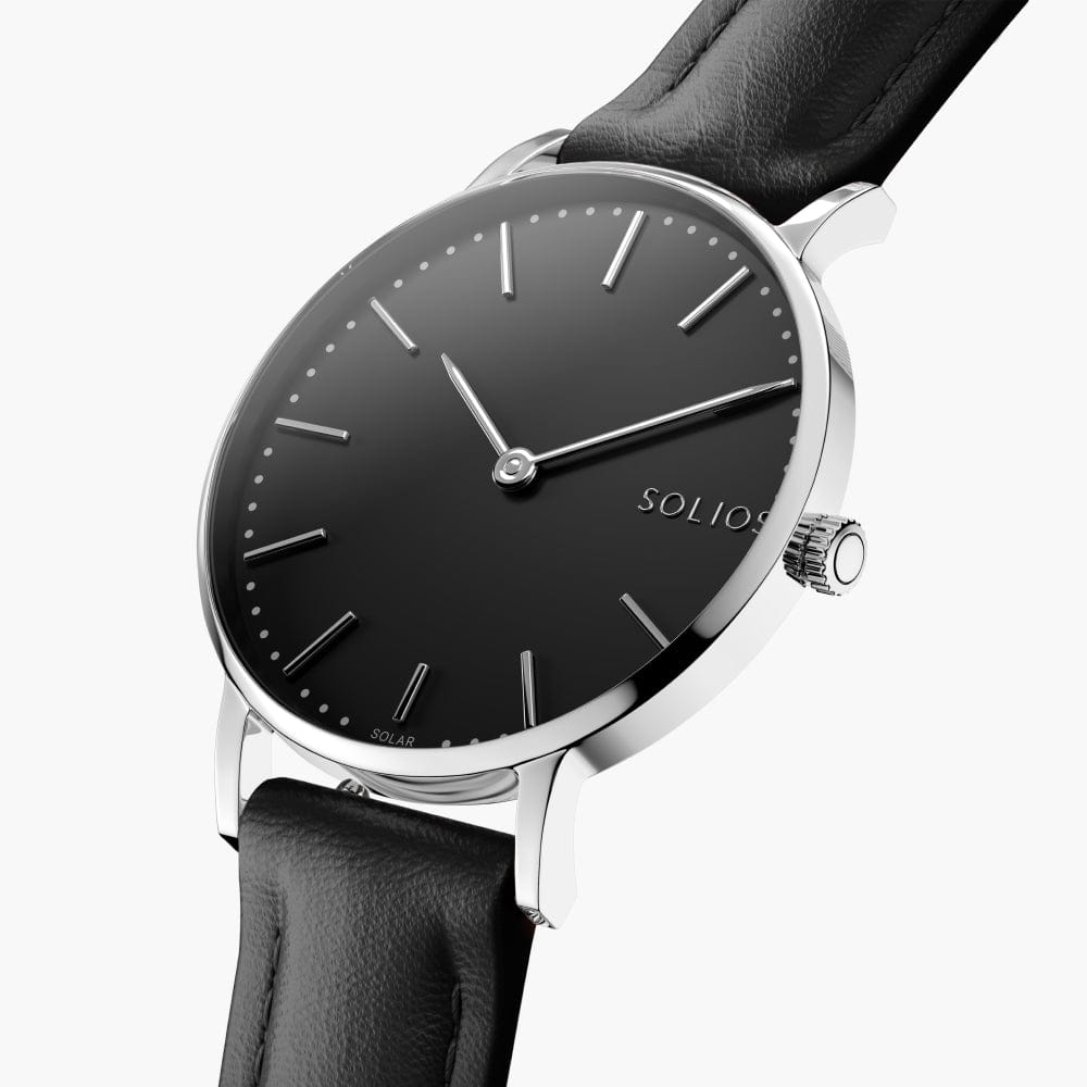 Black + Silver Solar Classic (Black Eco Vegan Leather)