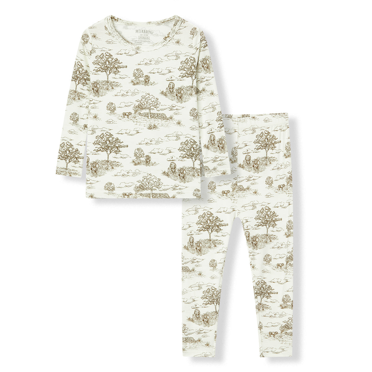 Country Toile Luxe Stretch Long Sleeve Two Piece Pajama Set