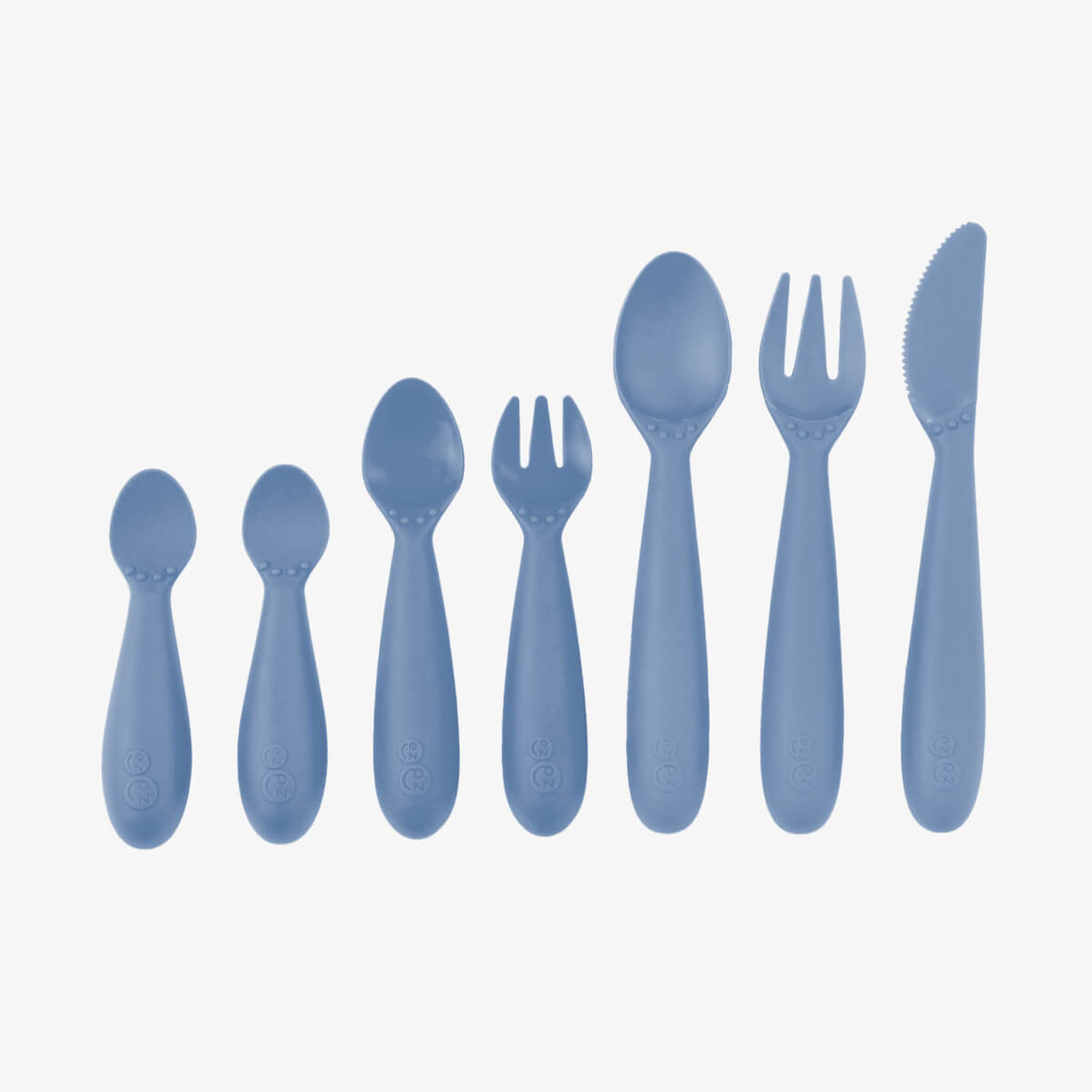 ezpz Developmental Utensil Set in Indigo #color_indigo