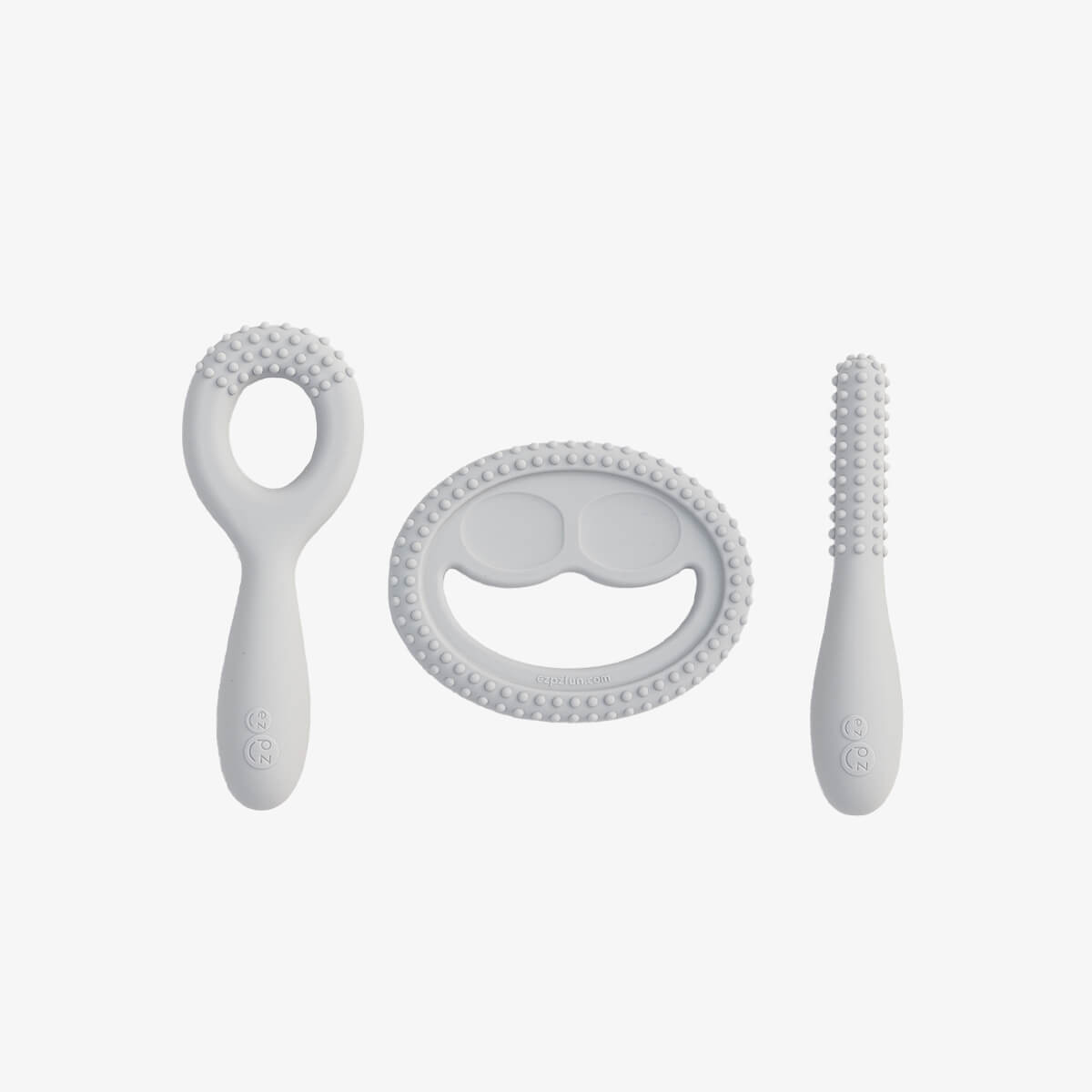 ezpz oral development tools in pewter light gray / silicone teethers for motor skill development #color_pewter