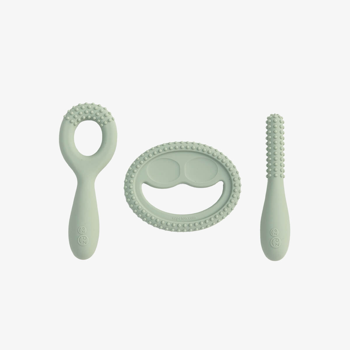 ezpz oral development tools in sage green / silicone teethers for motor skill development #color_sage