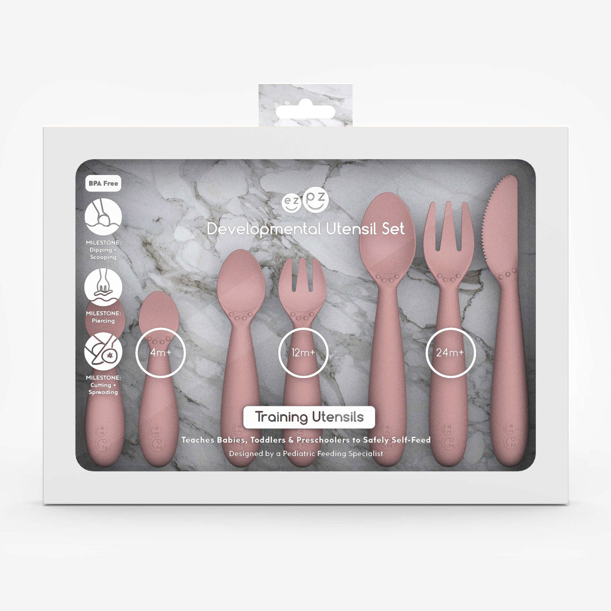 ezpz Developmental Utensil Set in Blush #color_blush