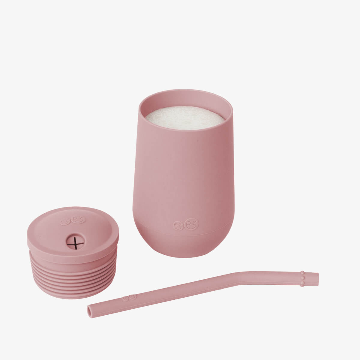 Happy Cup and Straw in Blush / Silicone Cup with Lid and Straw for Toddlers by ezpz #color_blush