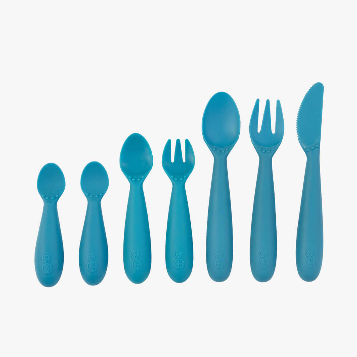 ezpz Developmental Utensil Set in Blue #color_blue