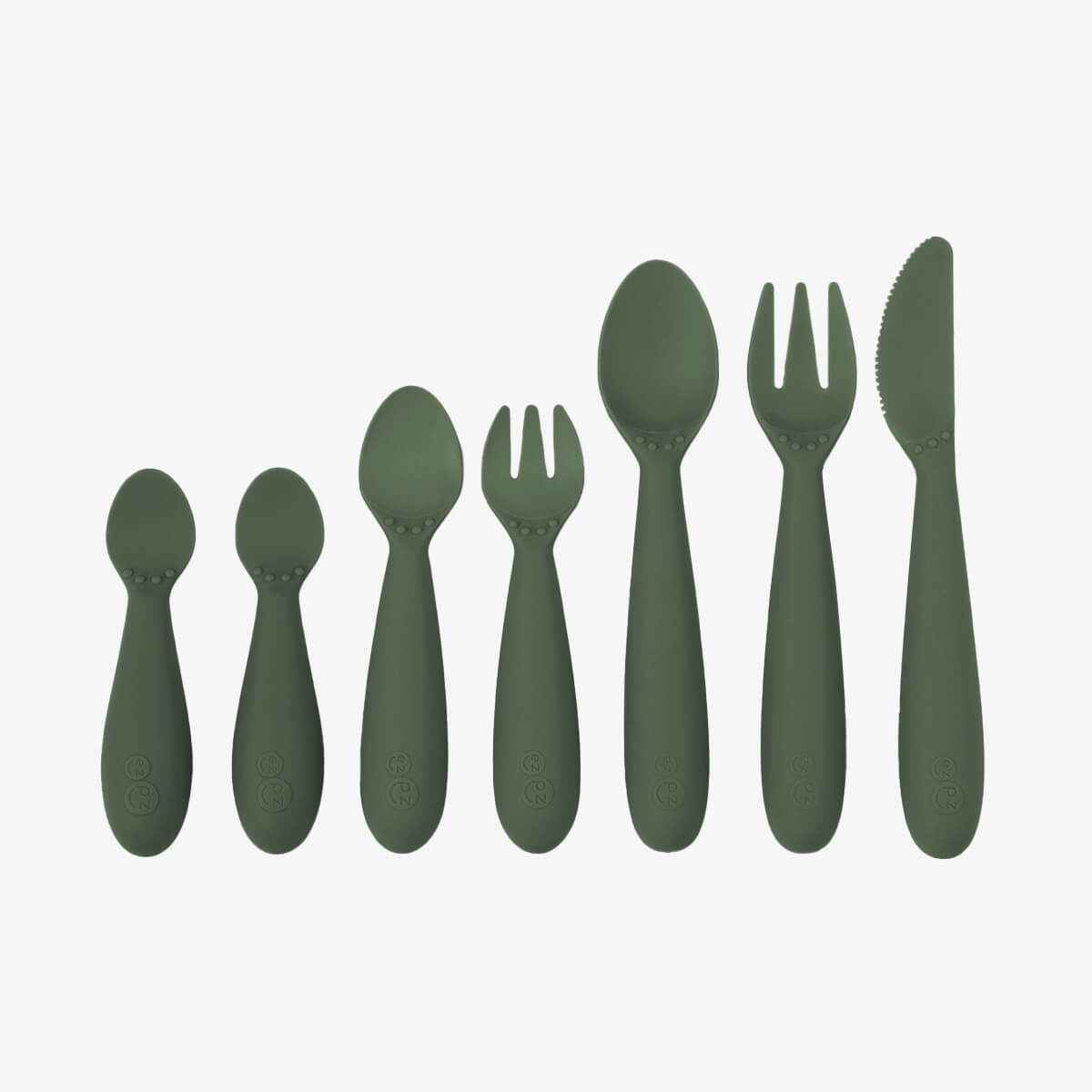 ezpz Developmental Utensil Set in Olive #color_olive