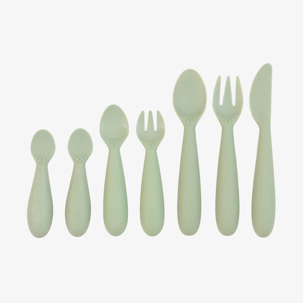ezpz Developmental Utensil Set in Sage #color_sage