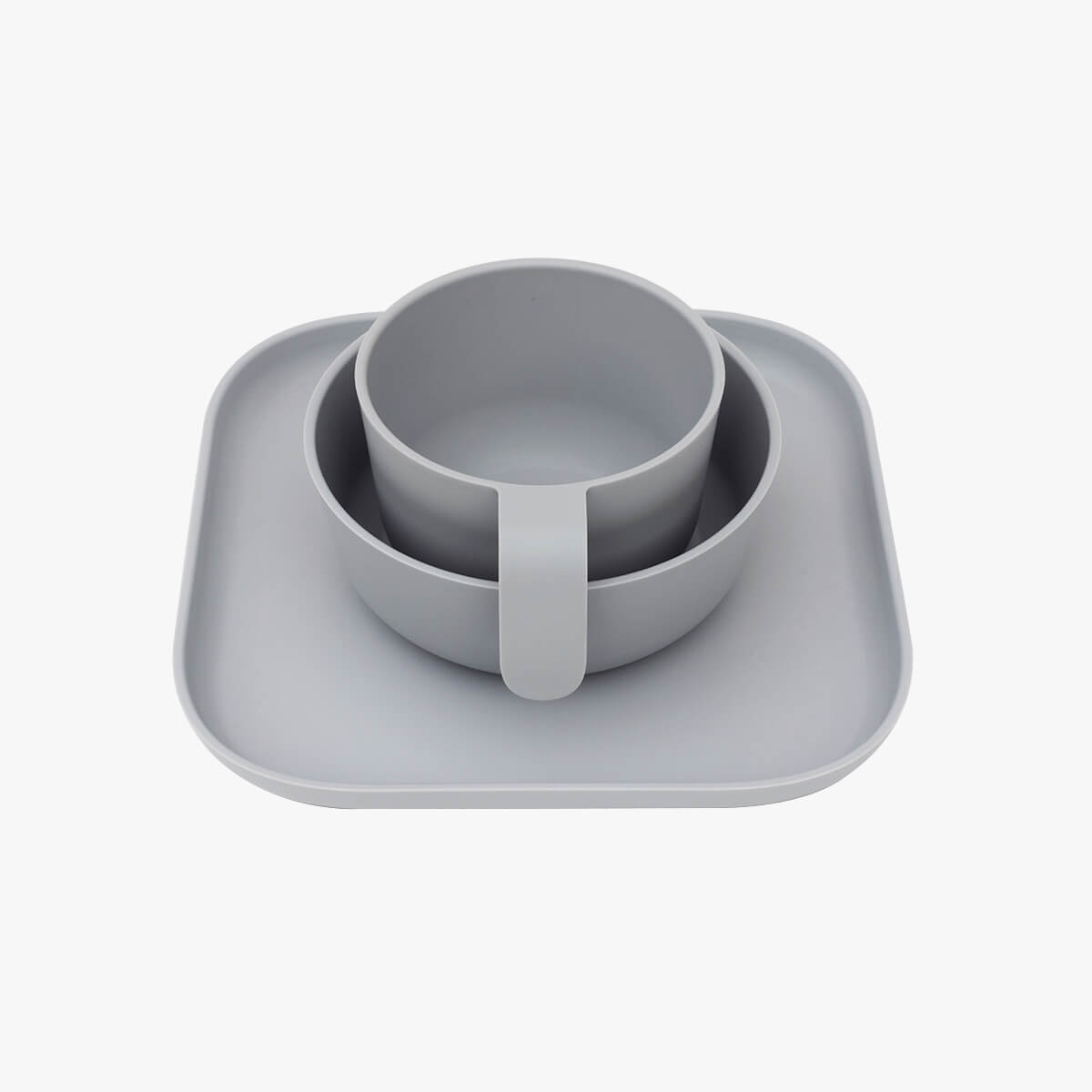 Mealtime Set in Pewter / ezpz Basics for Big Kids / Plates and Bowls #color_pewter