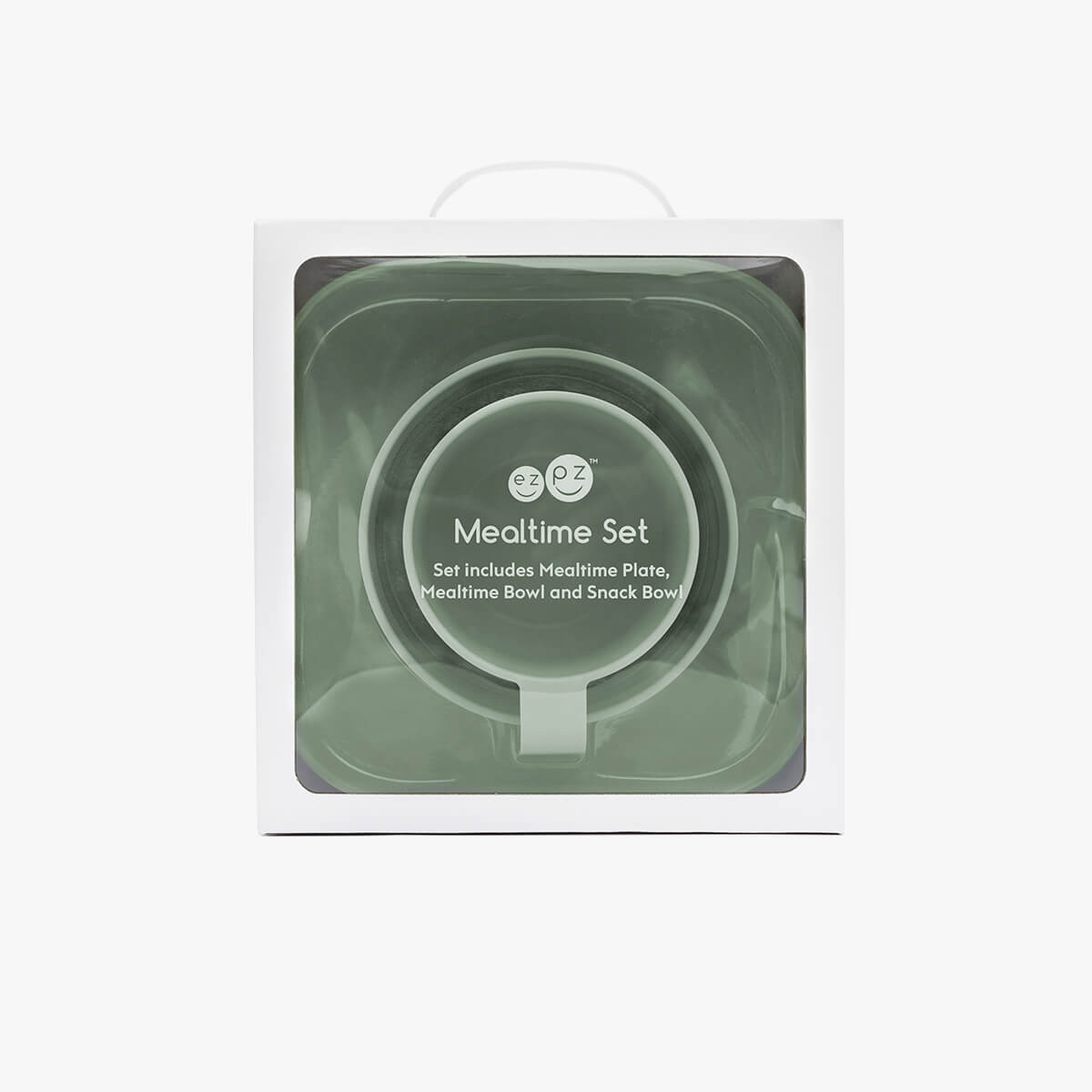 Mealtime Set in Sage / ezpz Basics for Big Kids / Plates and Bowls #color_sage