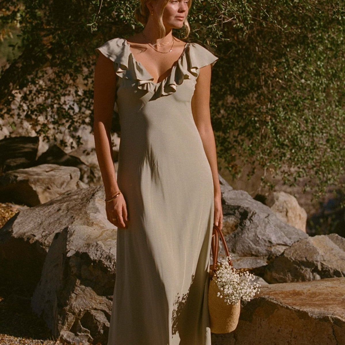 florence silk dress Florence Dress (Sage Silk) Medium