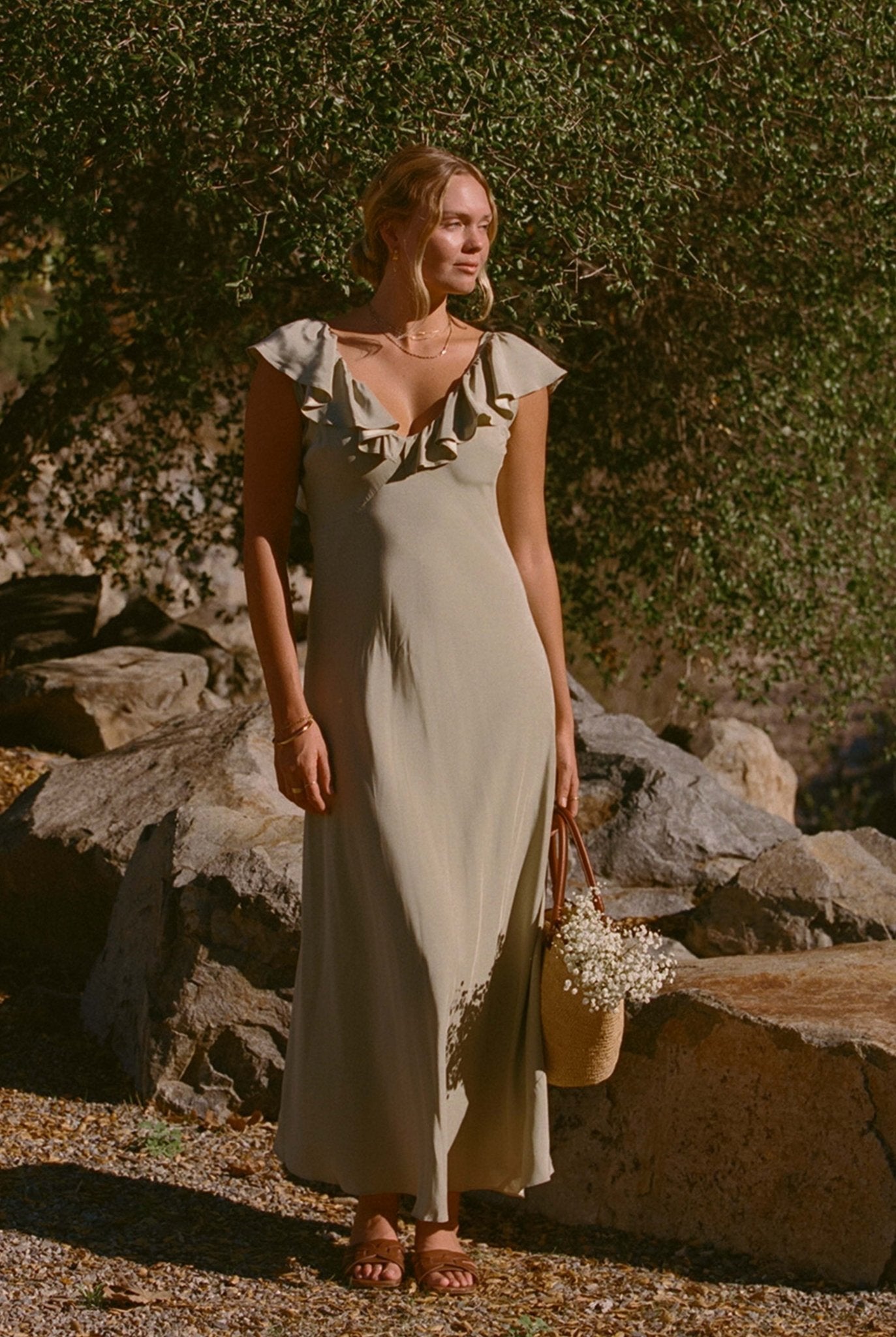 Florence Dress (Sage Silk)