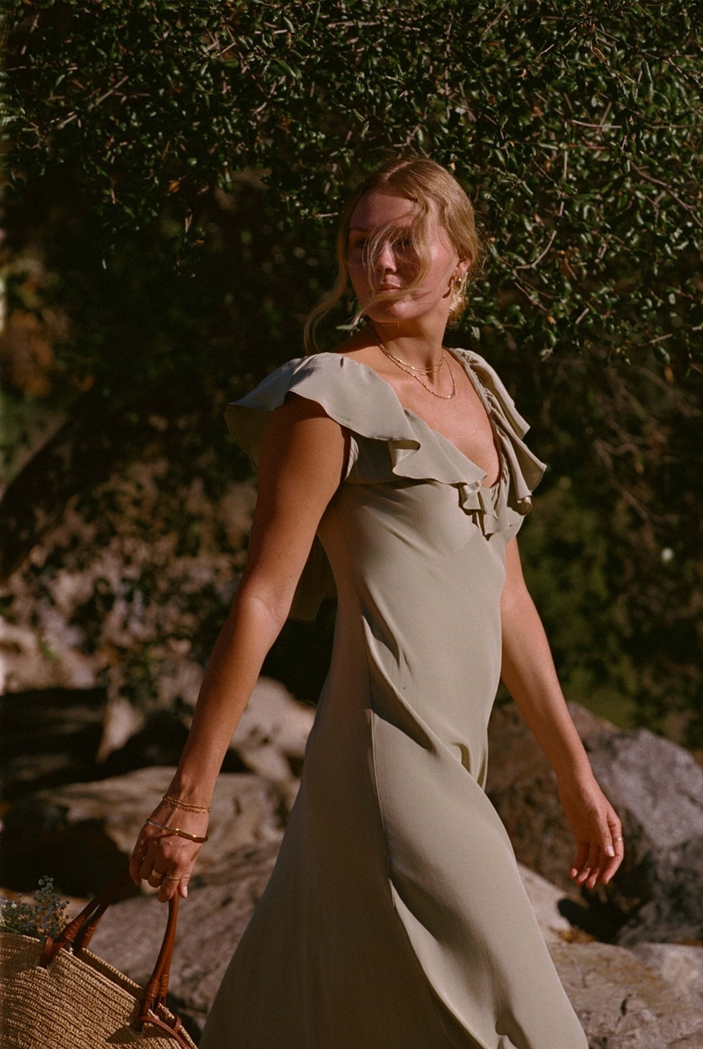 Florence Dress (Sage Silk)