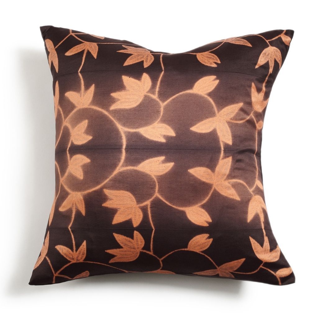 Folio Handcrafted Shibori Mulberry Silk Pillow (Brown)