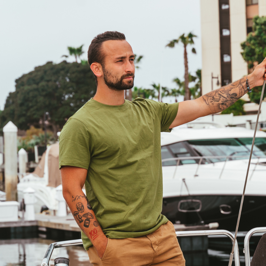 Men's Organic Crew Neck (Olive Green)