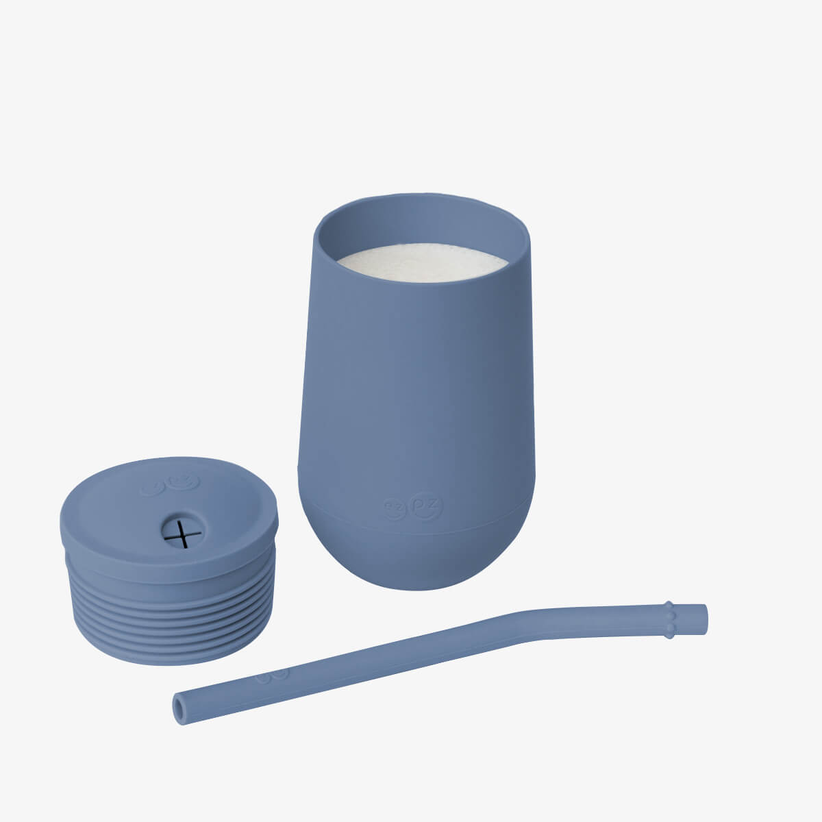 Happy Cup and Straw in Indigo / Silicone Cup with Lid and Straw for Toddlers by ezpz #color_indigo