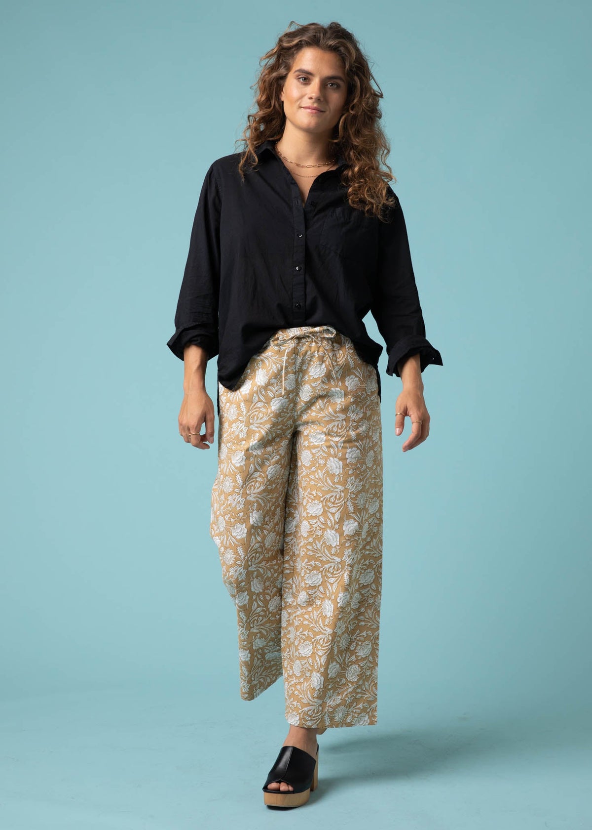 Shore Pant (Floral Escape in Baked Clay & Olive Oil)