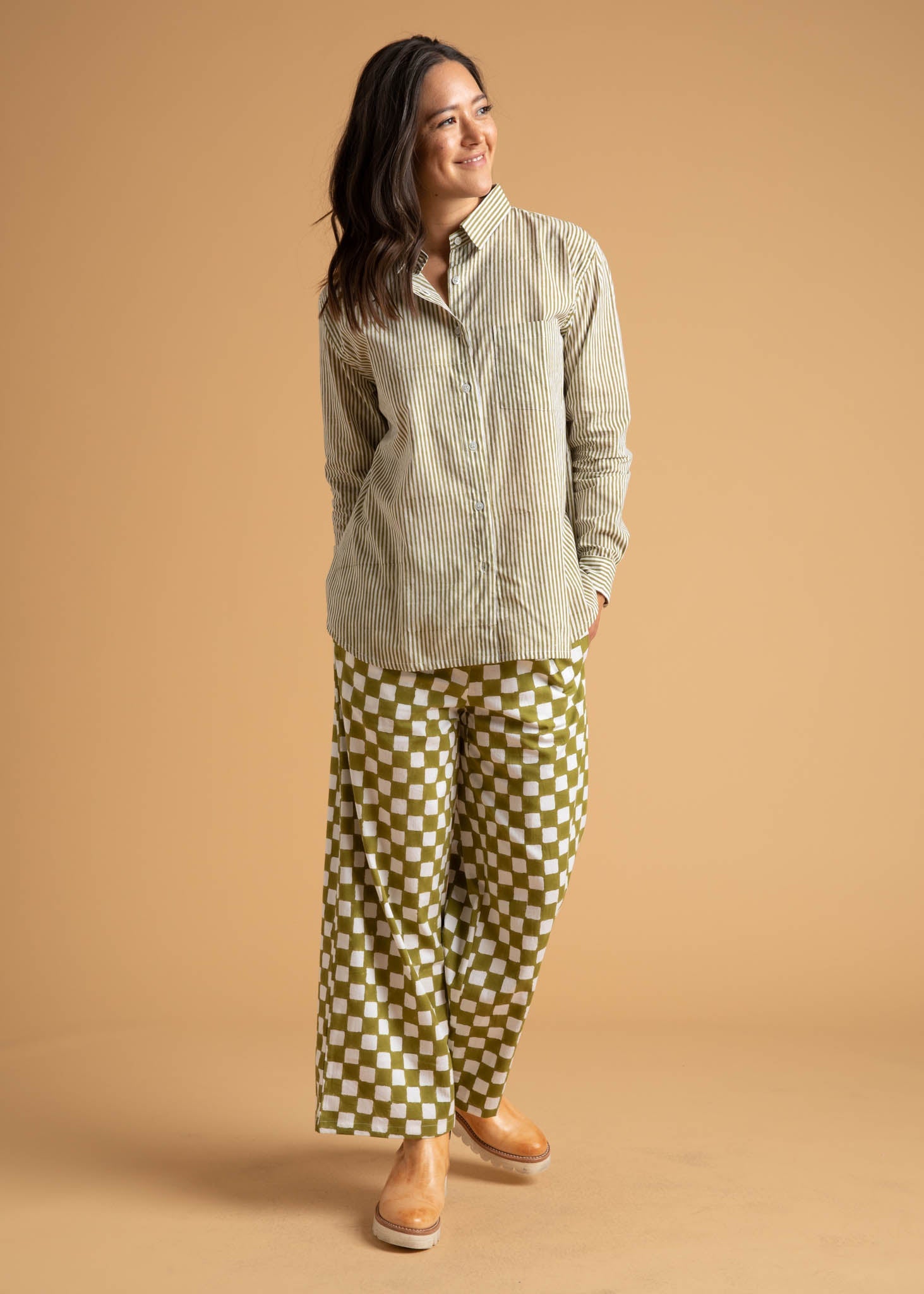 Shore Pant - Checkerboard Olive Oil 2 