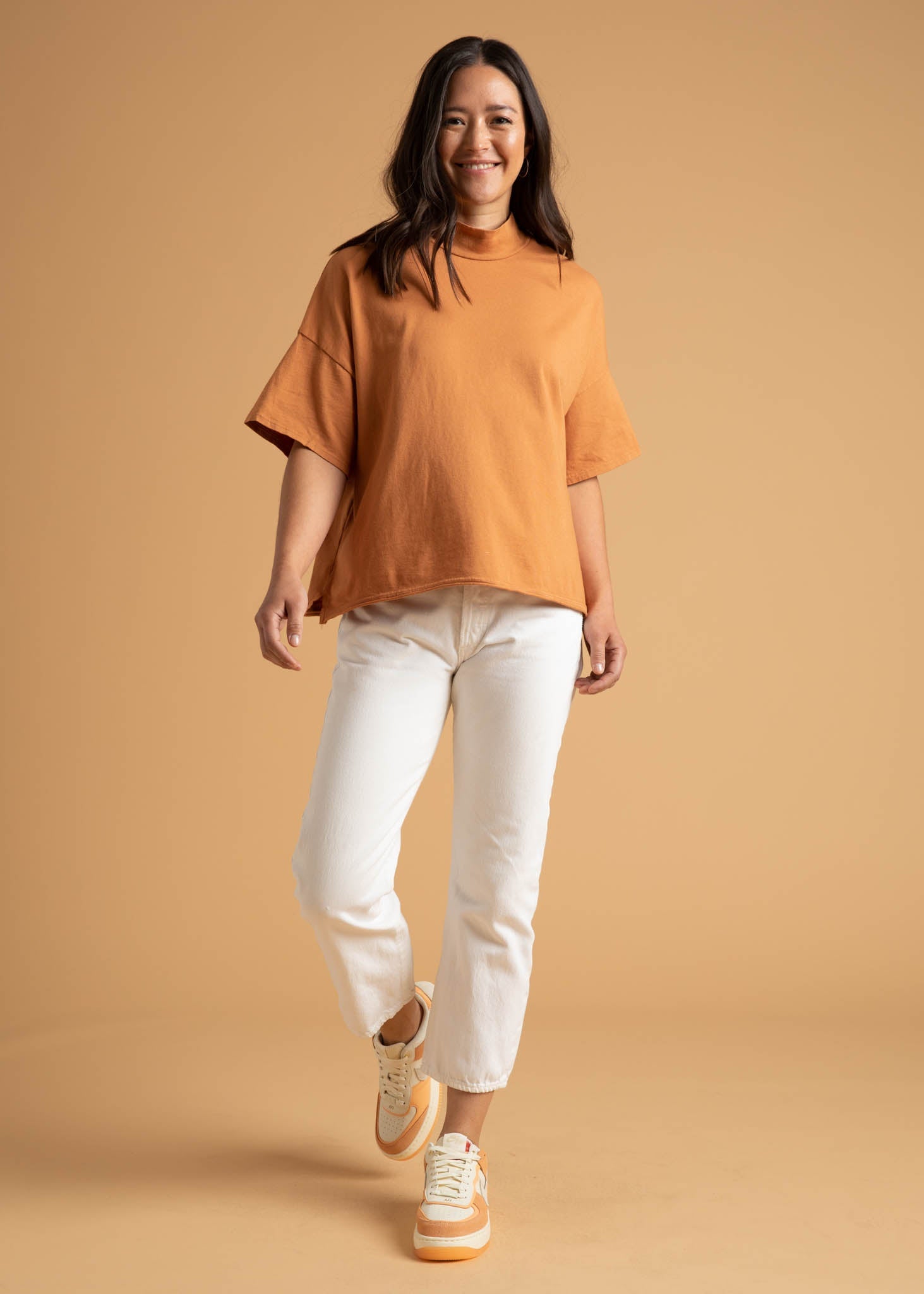 Mare Mock Neck Top - Marigold 8 - Front