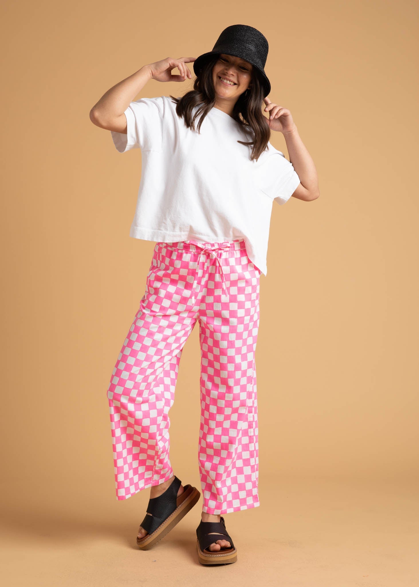 Shore Pant -  Checkerboard Neon Pink 2