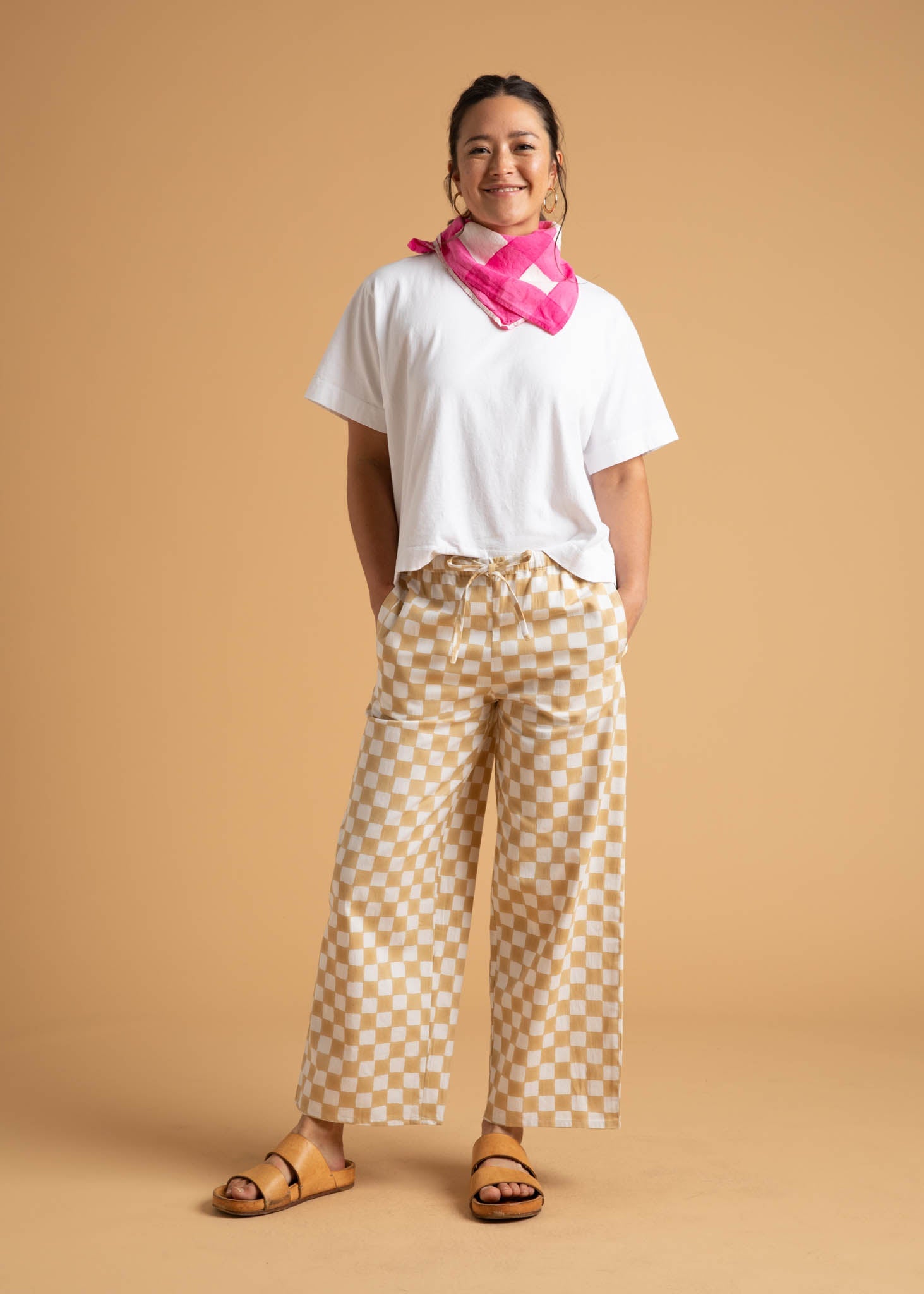 Shore Pant - Checkerboard Natural 2 - Front